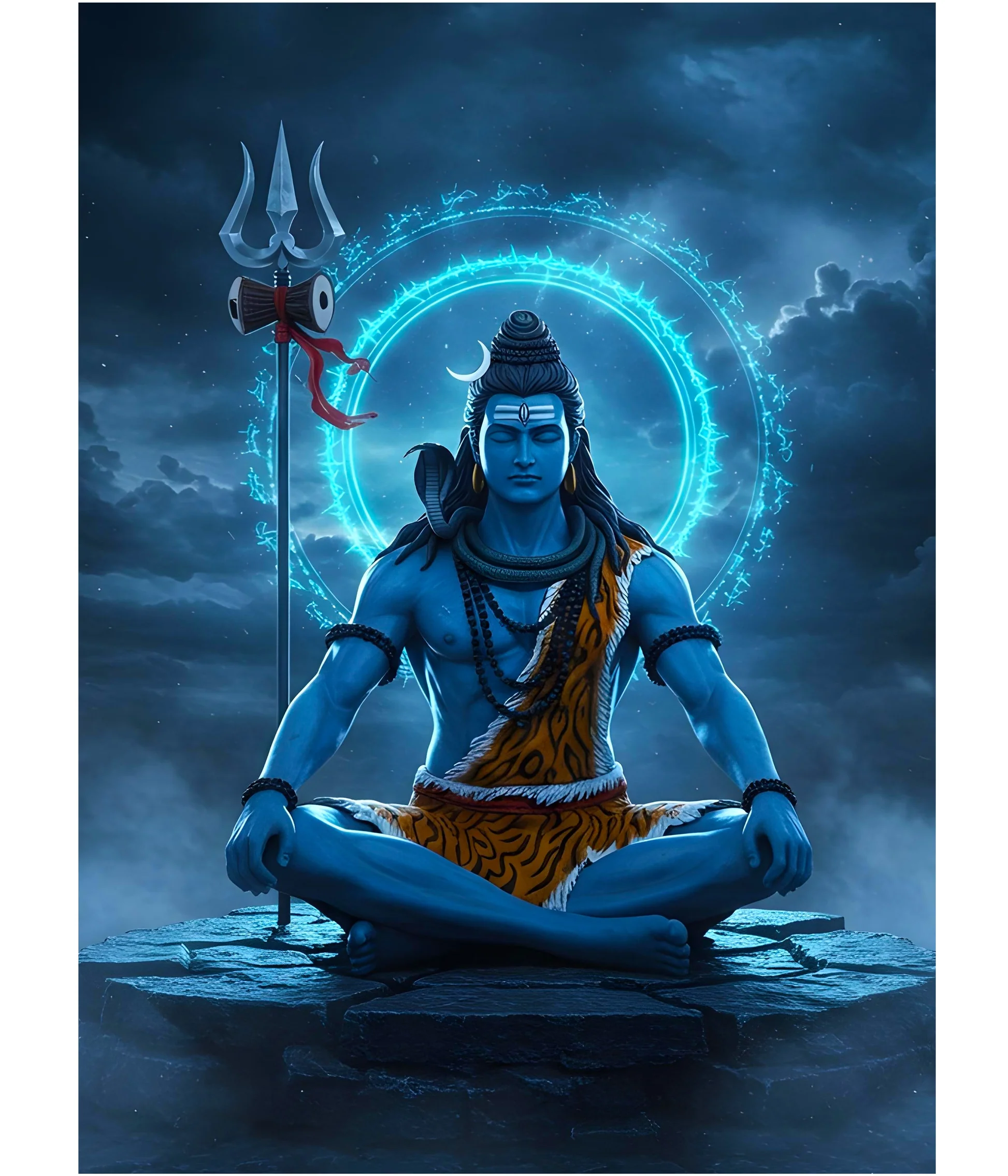Lord Shiva in Meditation with Trishul