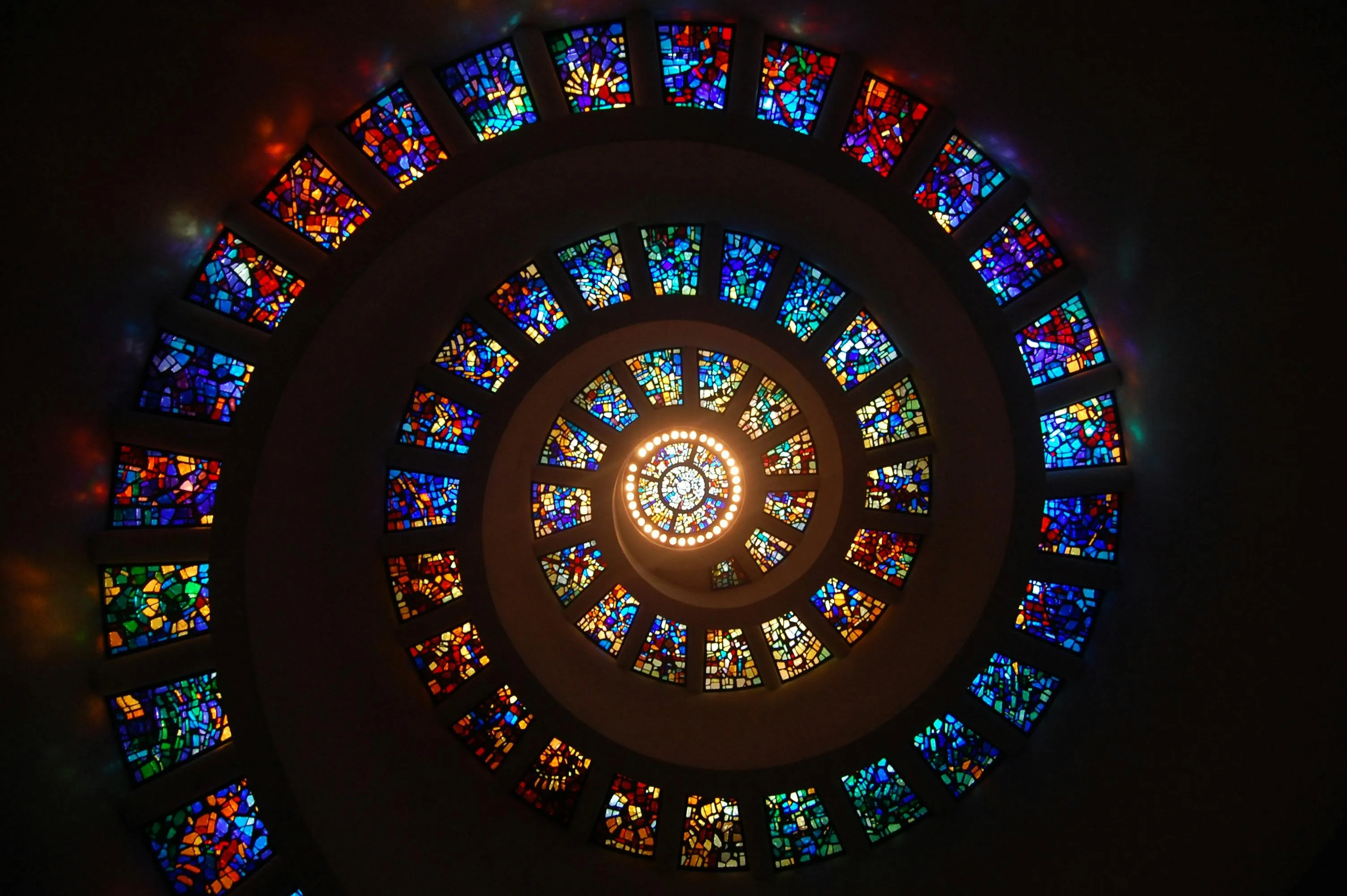 Worms Eye View of Spiral Stained Glass Decorsf · Free