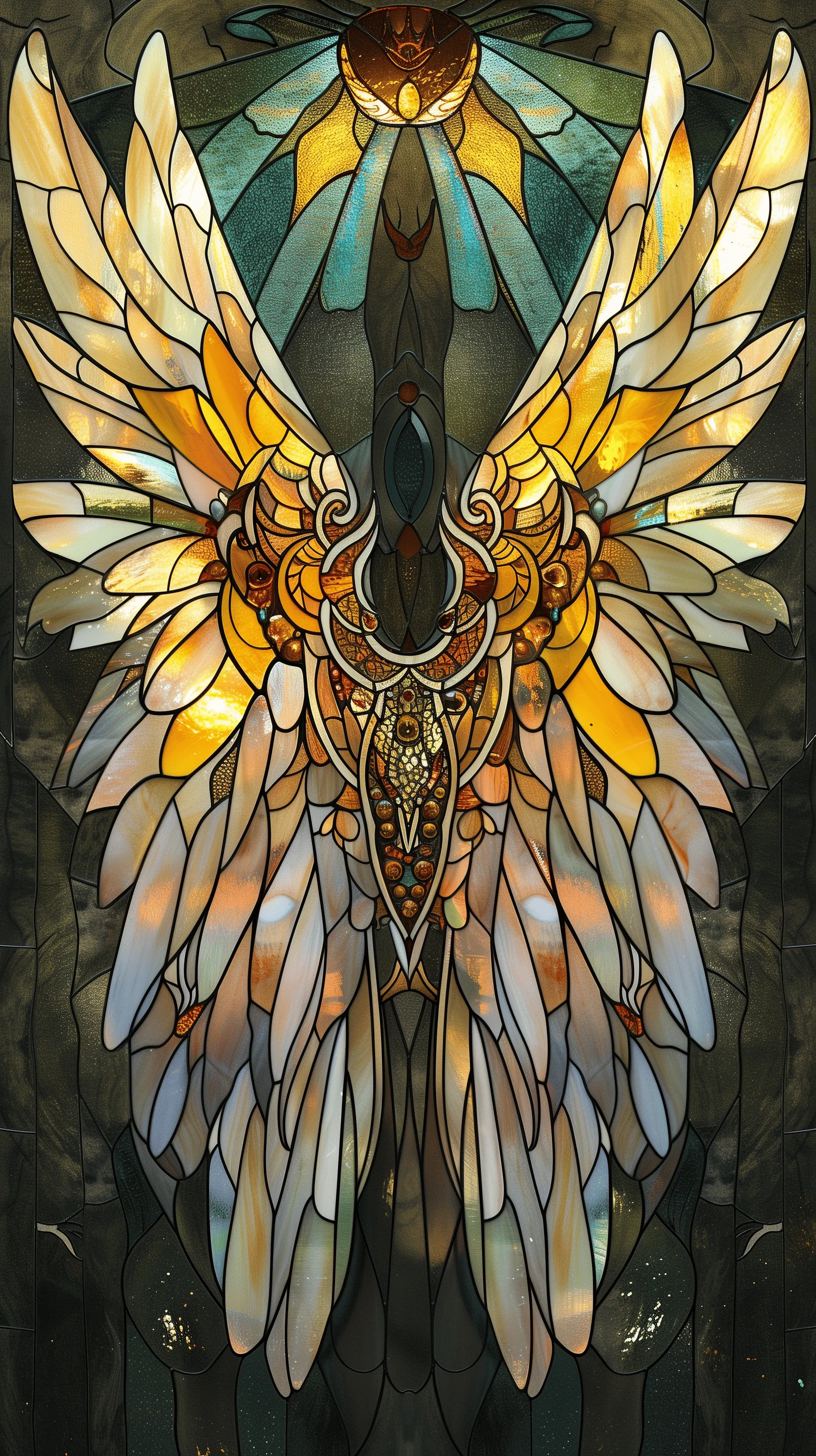 Download Luminous Wings Stained Glass Wallpaper Free