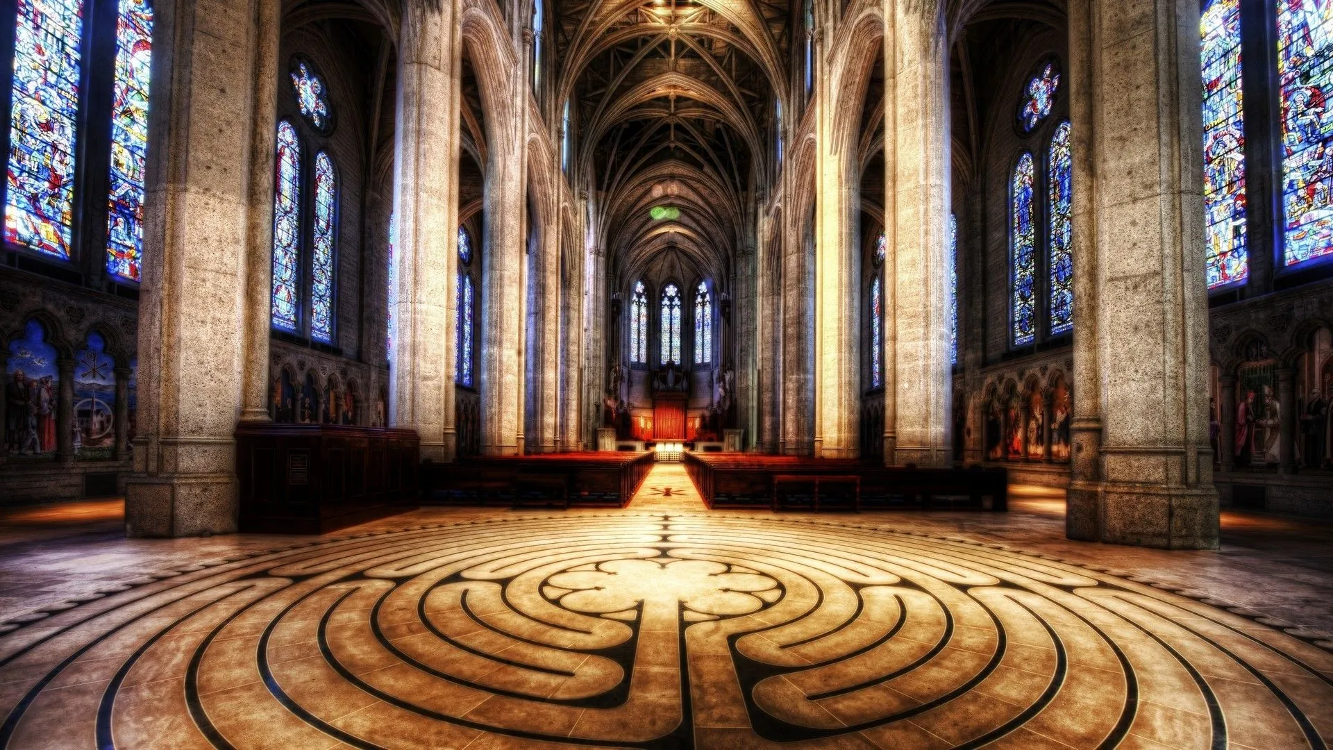HDR, Indoors, Church, Stained Glass, Pattern, Chartres Wallpaper HD / Desktop and Mobile Background
