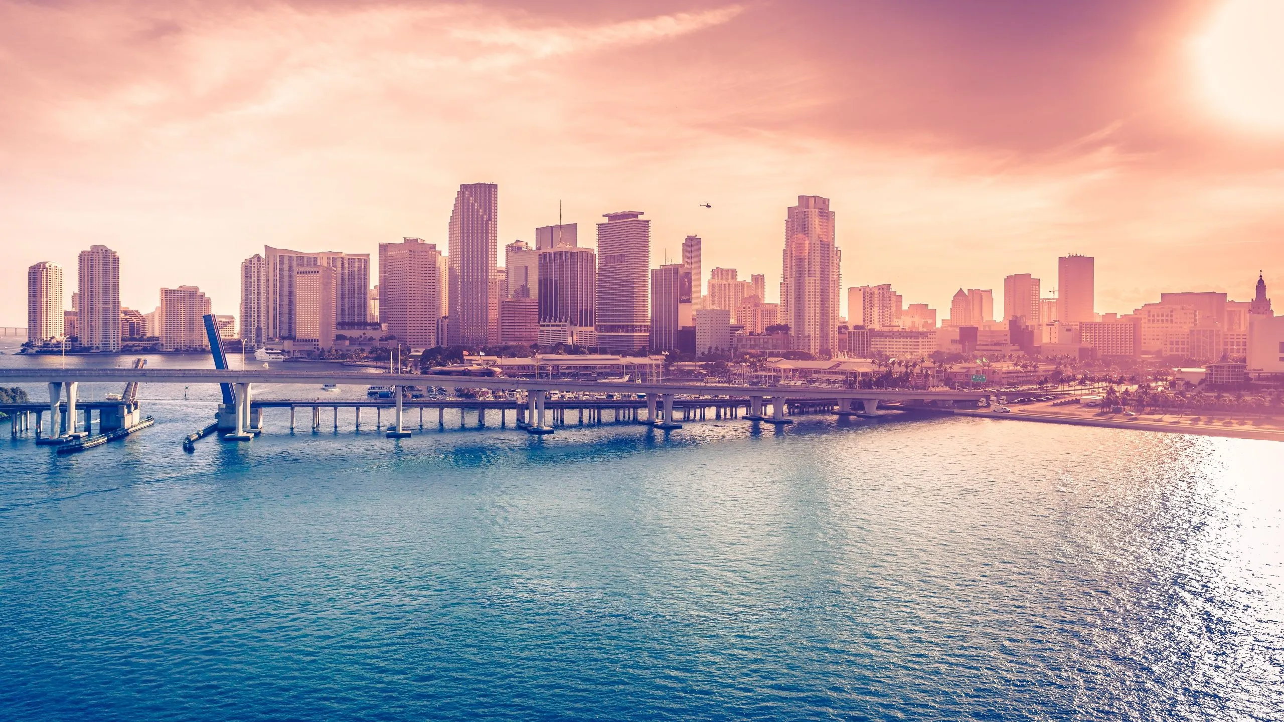 Miami Downtown Wallpaper 4K, Florida, Acosta Bridge