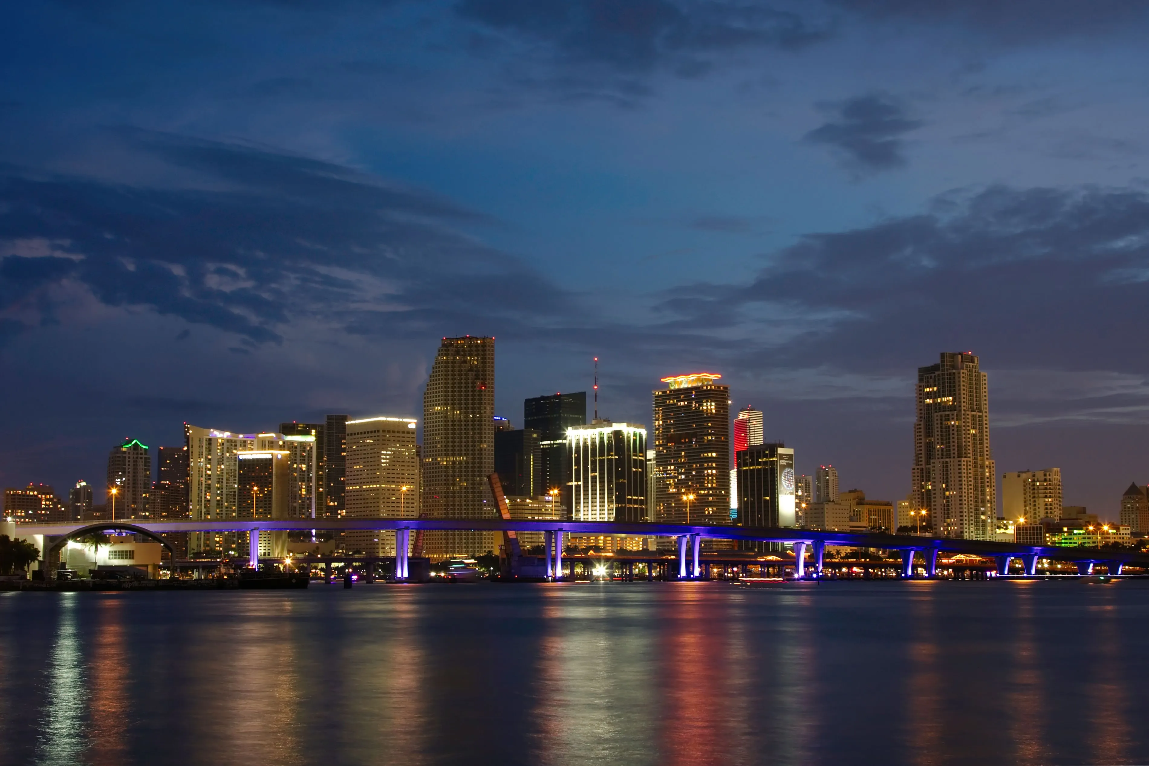 Night Panorama Miami Florida