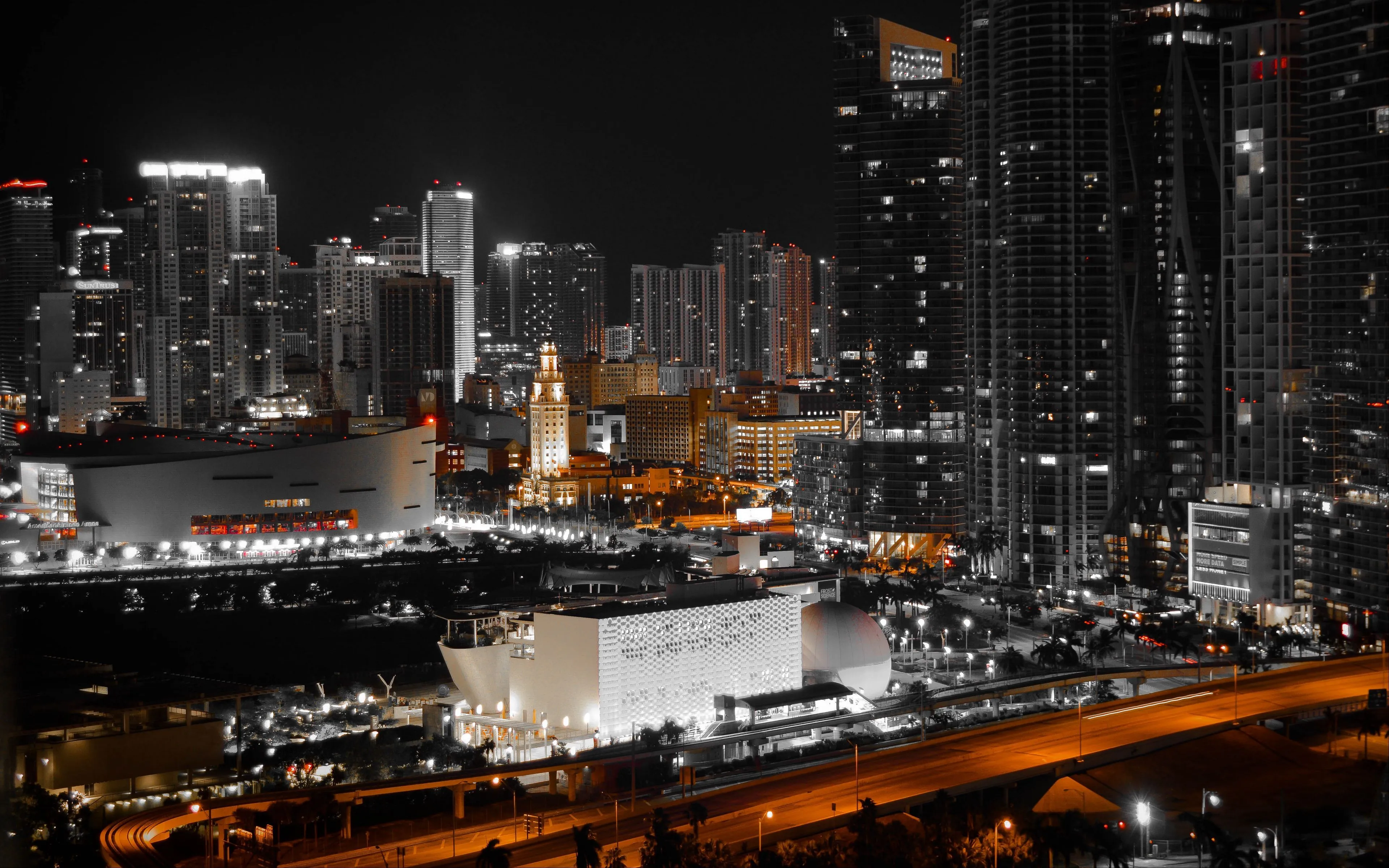 Download wallpaper 3840x2400 night city, skyscrapers, city lights, miami, united states 4k ultra HD 16:10 HD background