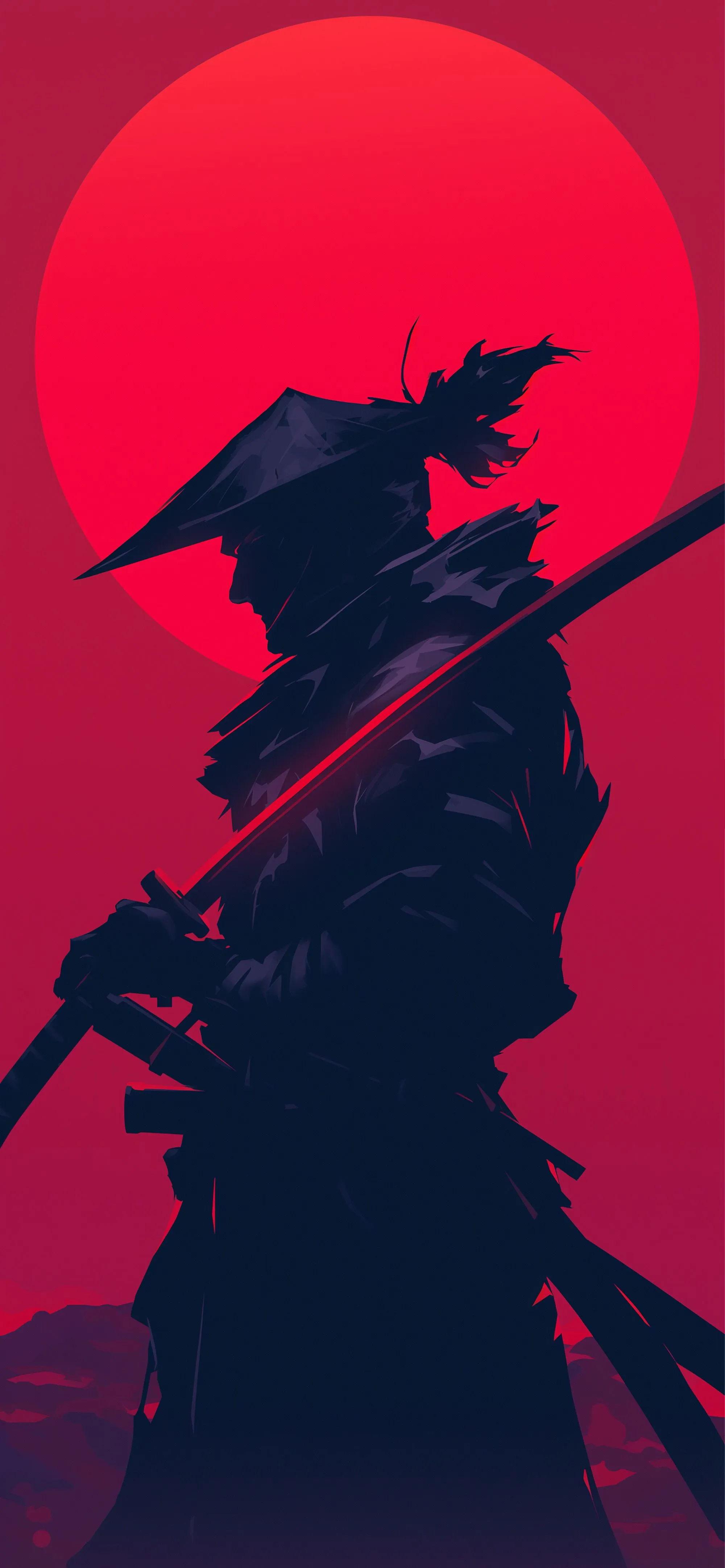 Ronin Shadow Warrior Blood Moon Samurai Wallpaper iPhone
