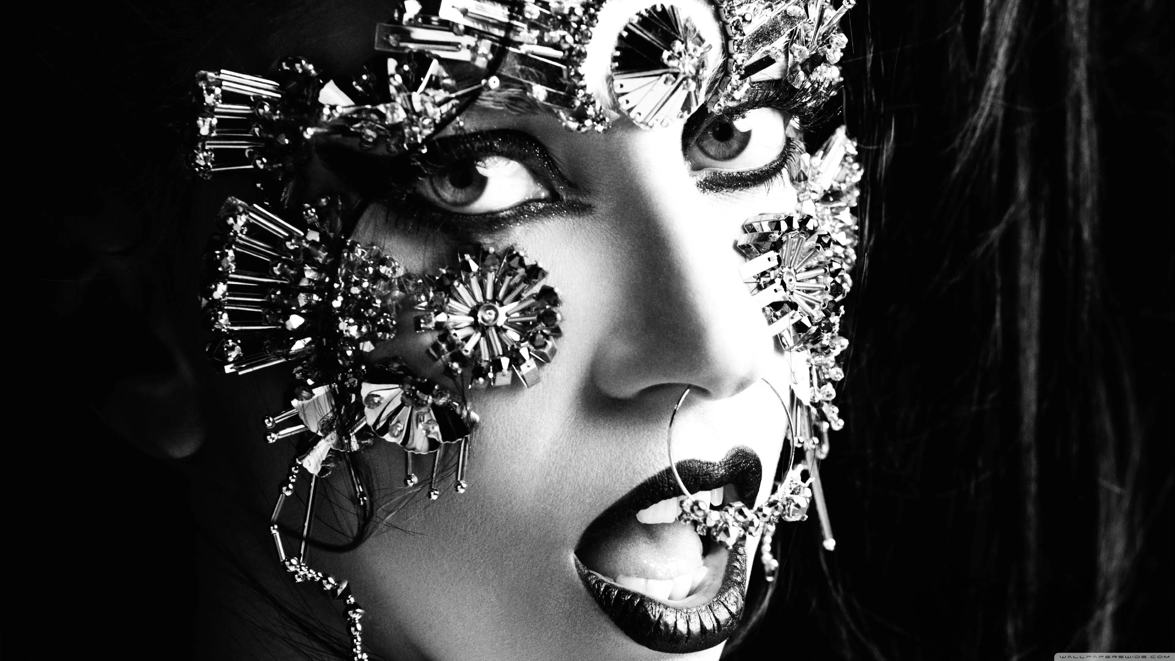 Lady Gaga Black and White 4K UHD Wallpaper for UltraHD Desktop and TV, Widescreen and UltraWide Display