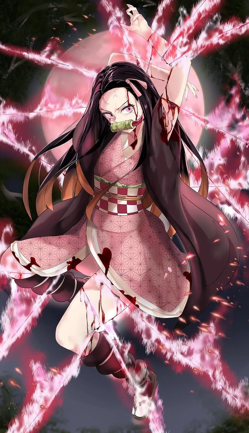 Nezuko, demon, pink, HD phone wallpaper