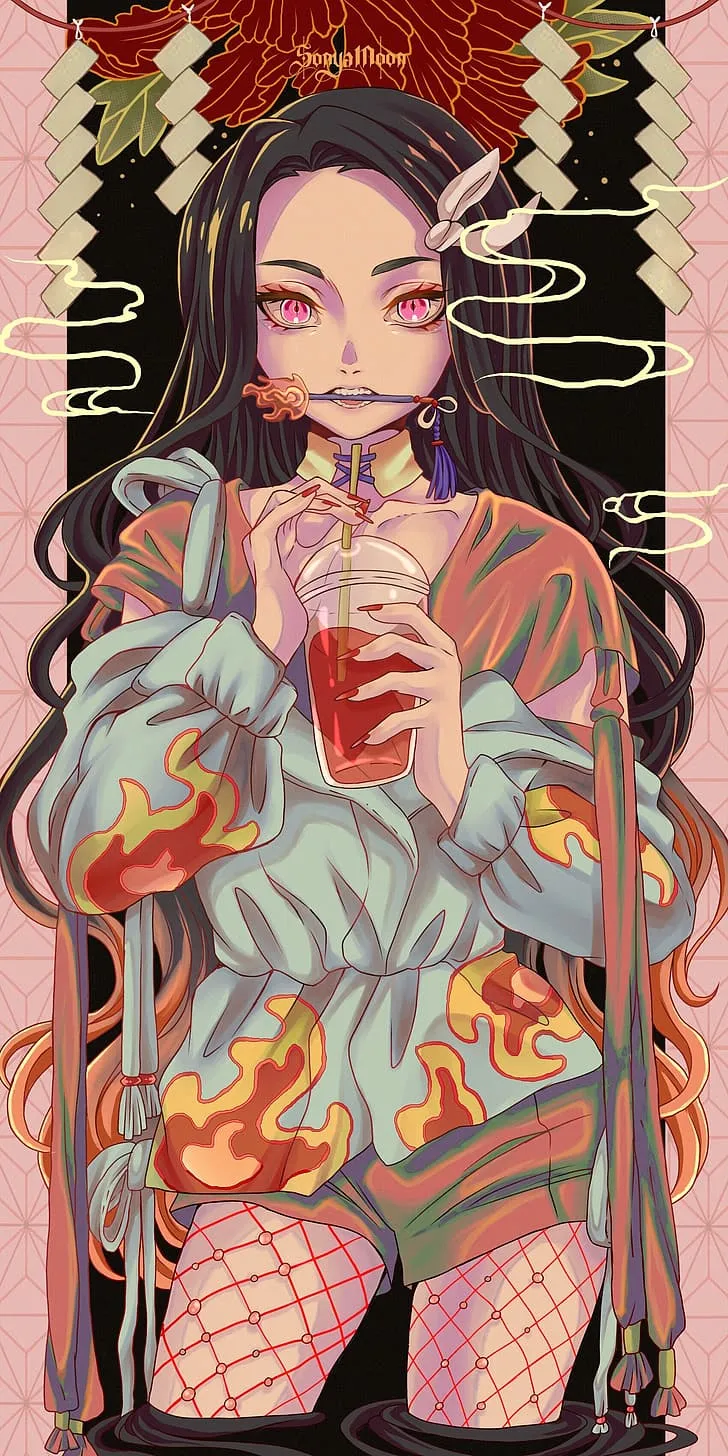 HD wallpaper: Sonya Moon, digital art, Kamado Nezuko, Kimetsu no Yaiba, illustration