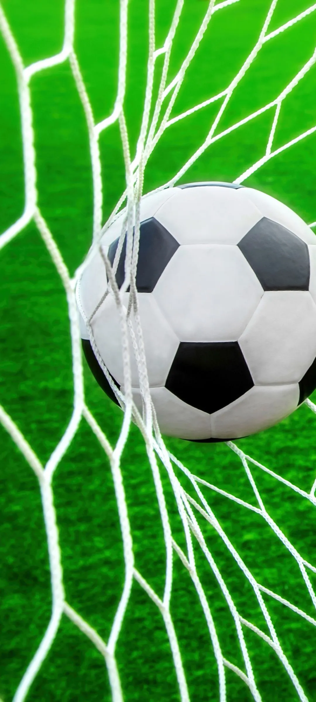 Soccer ball Wallpaper 4K, Goal net, Football, Green field