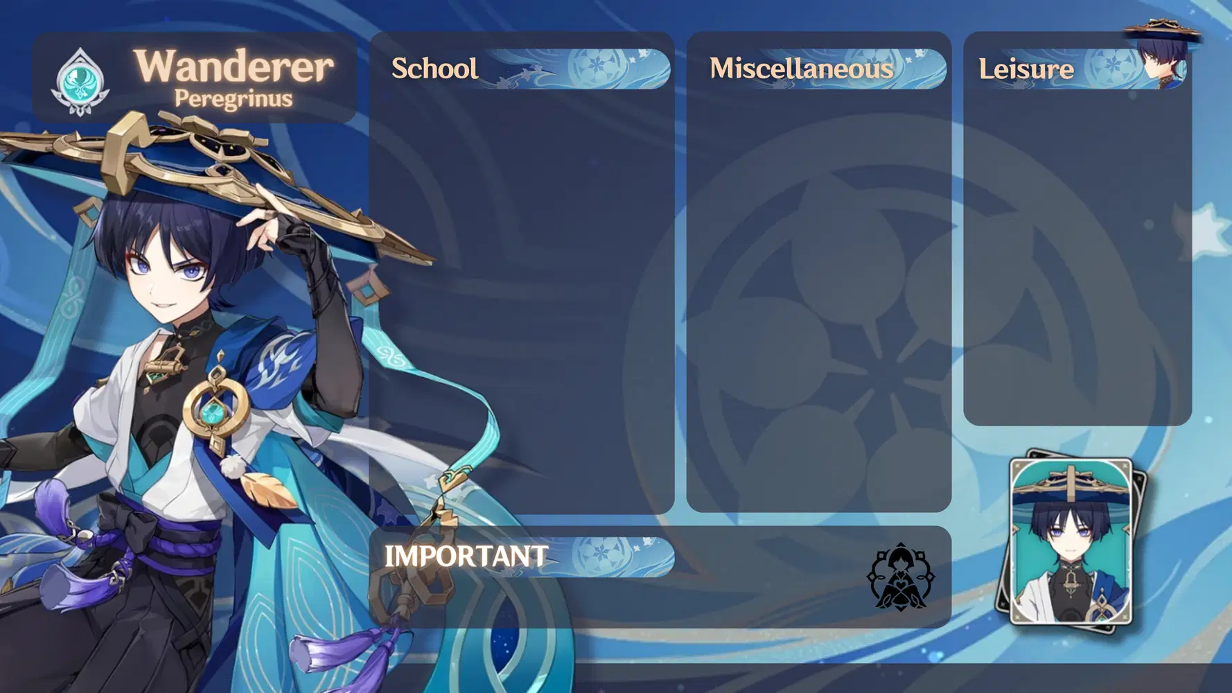 Wanderer Organizer Wallpaper Genshin Impact