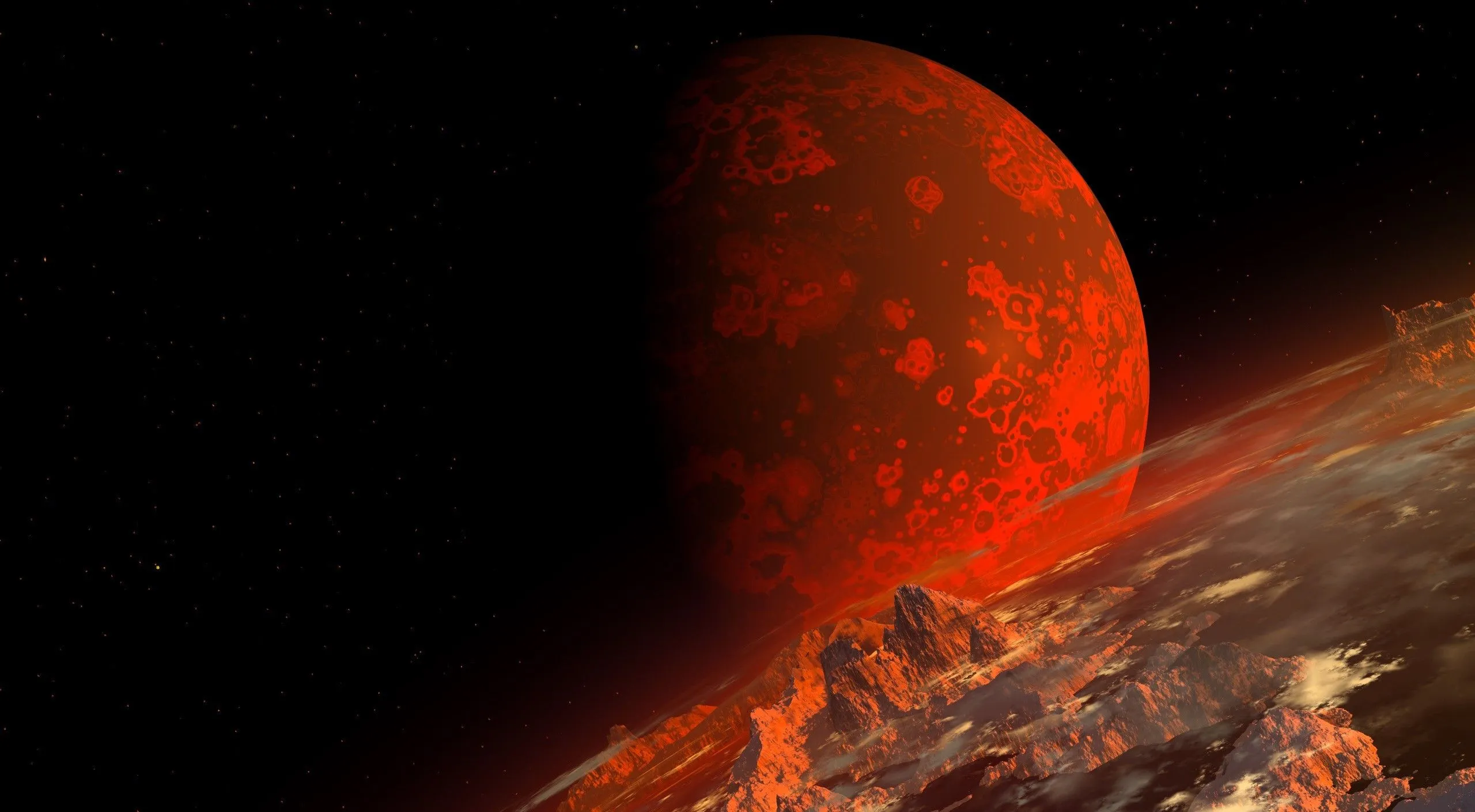 art, Render, Space, Planet, Terrain, Topography, Red Wallpaper HD / Desktop and Mobile Background
