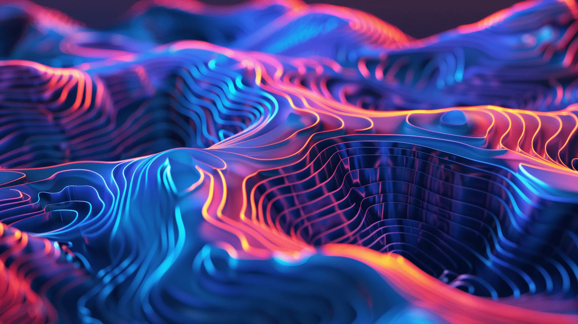 Neon Topography Abstract HD Wallpaper