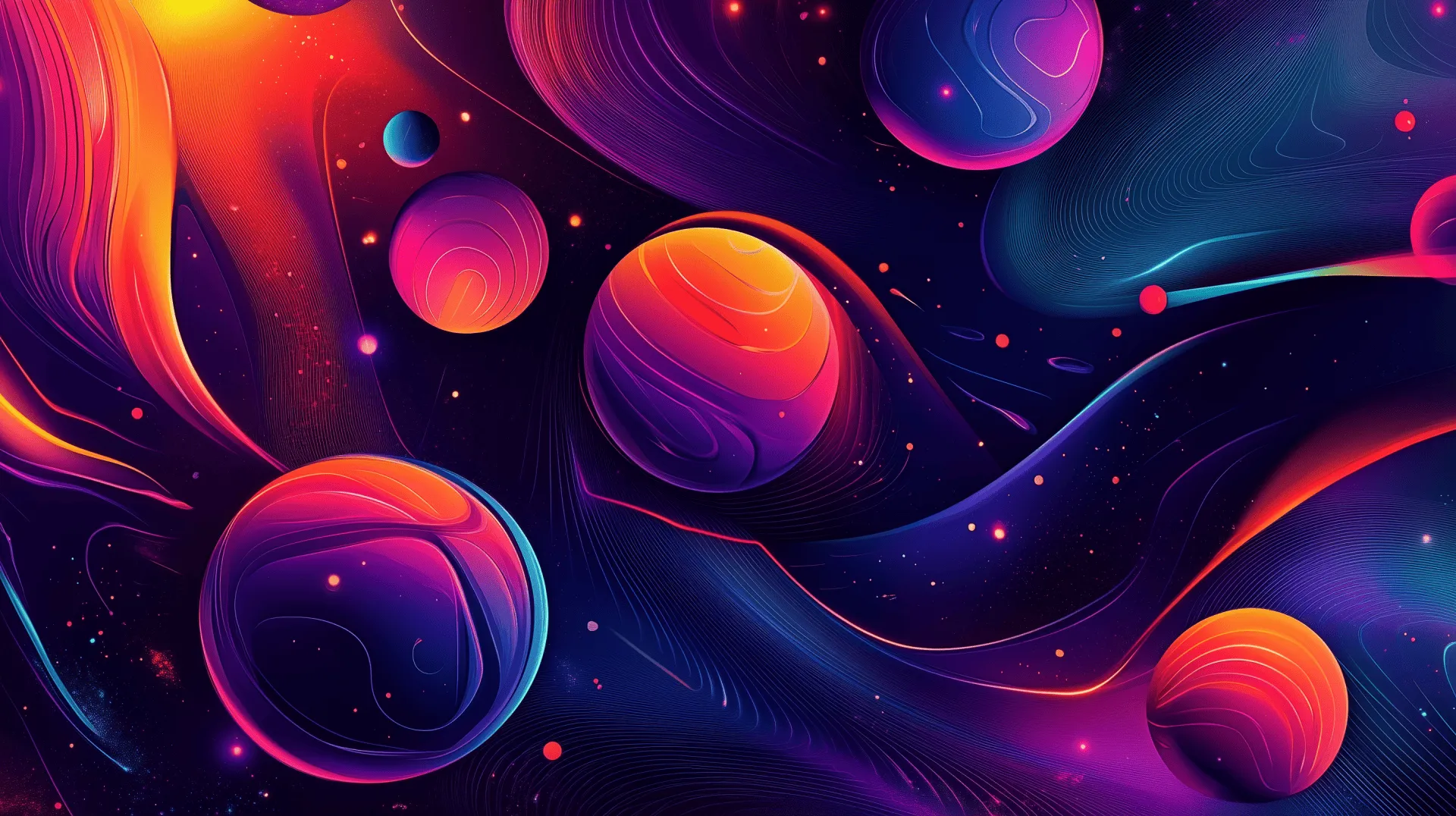 Vibrant Retro Futurism: A Maximalist HD Wallpaper Experience