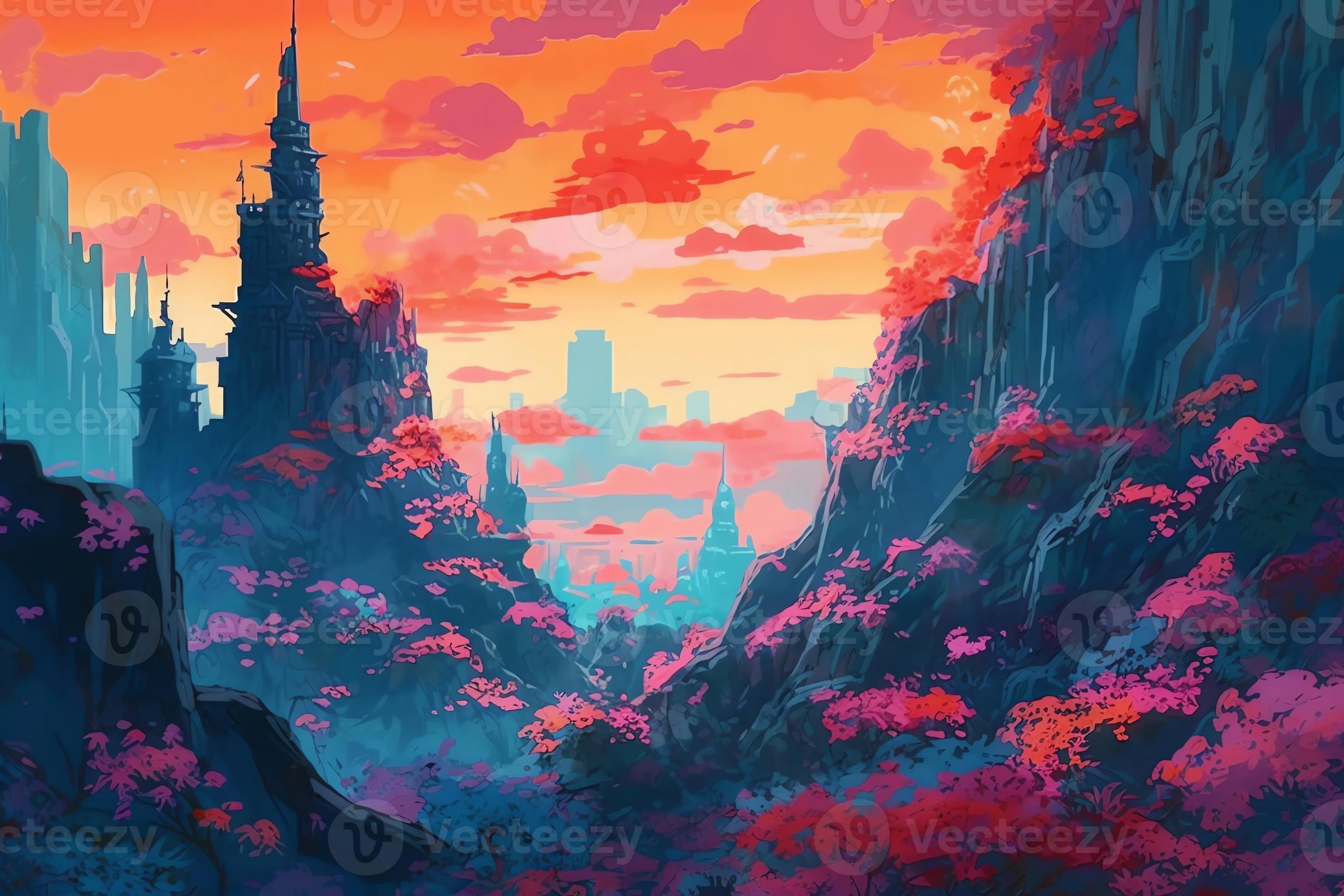 Abstract background swirling background studio ghibli realistic maximalist low detail concept art cinematic atmospheric epic composition dramatic light vibrant colors high contrasts