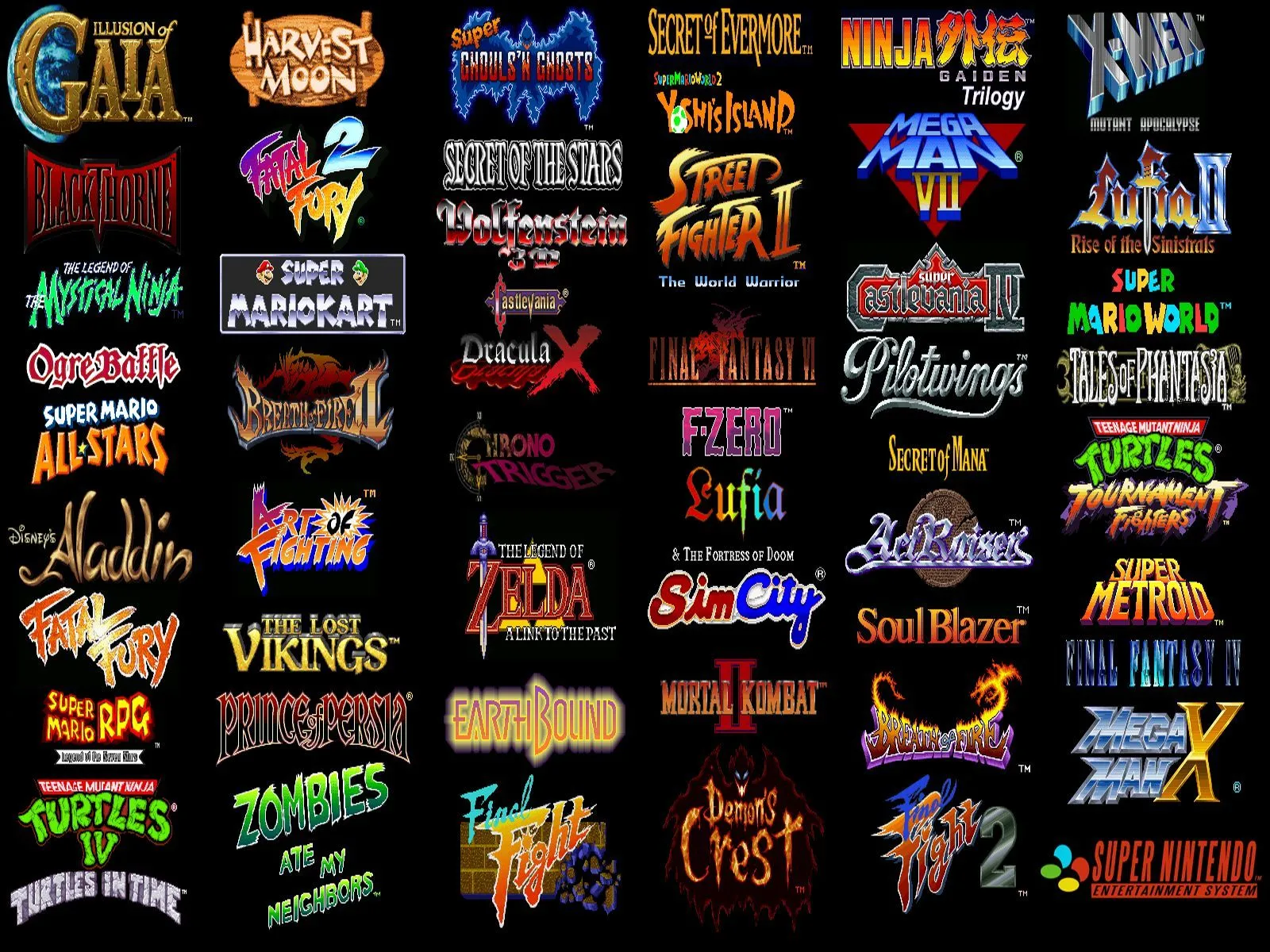 Desktop wallpaper: Video Game, Artistic, Collage, Game, Logo, Nintendo, Super Nintendo 4K free download for PC. 223074