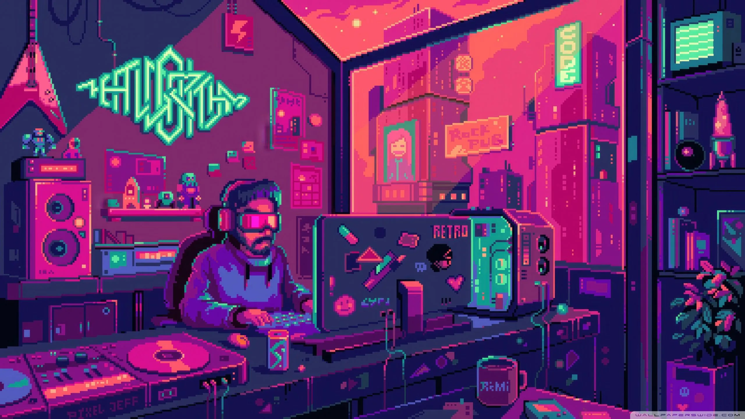 Retro Gaming Room 8 Bit Art 4K UHD Wallpaper for UltraHD Desktop and TV, Widescreen and UltraWide Display, Dual Monitor, Smartphone and Tablet Devices