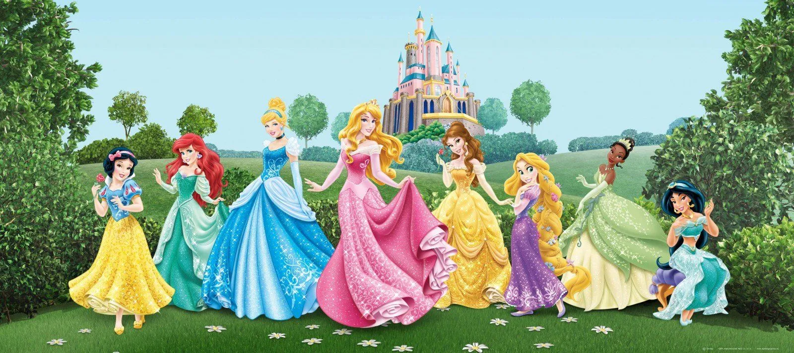 AG DESIGN Disney Princess Castle Photo Mural Wallpaper For Children's Room, Paper Multi Colour, 0.1 X 202 X 90 Cm, Home & Kitchen