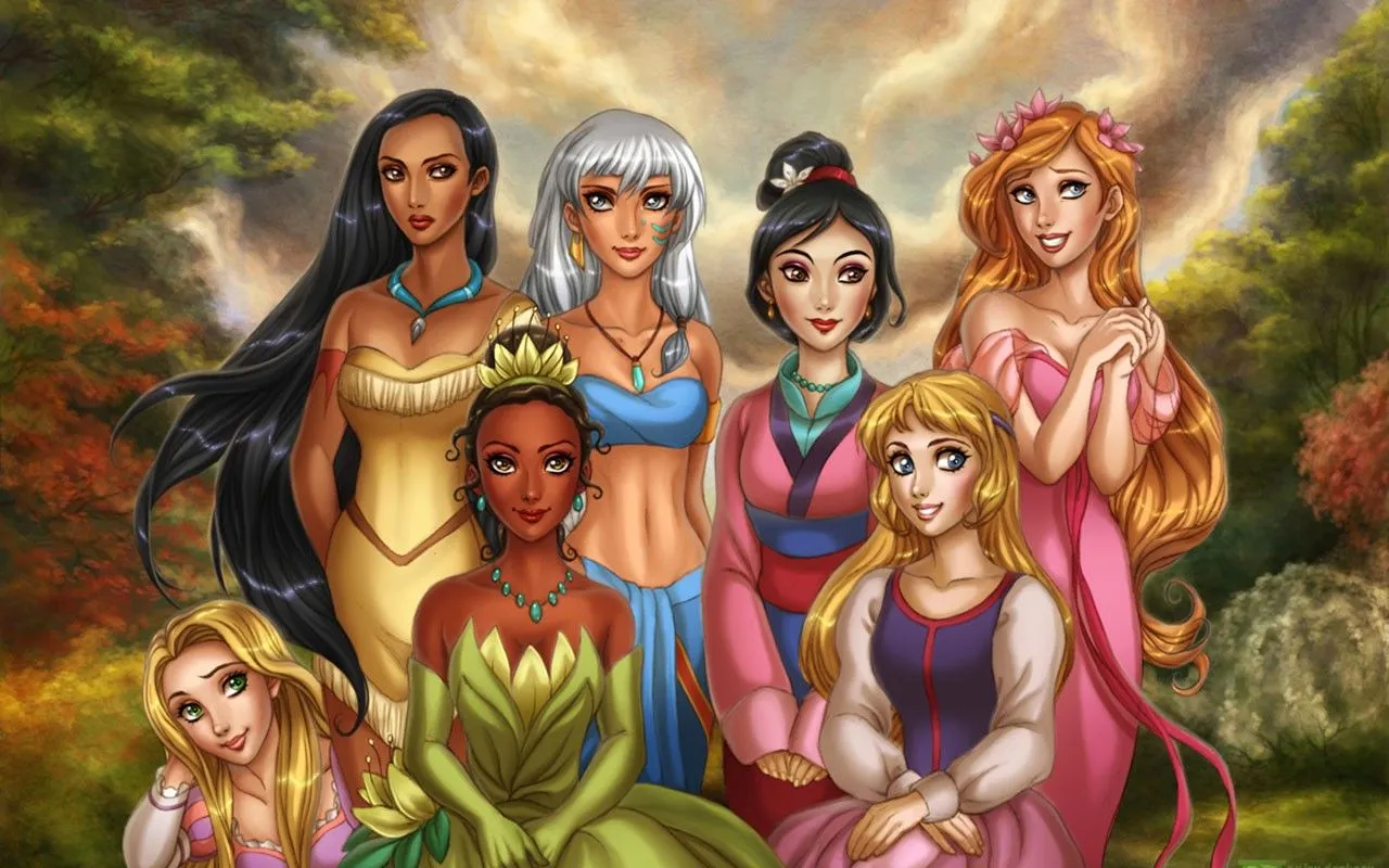 Desktop wallpaper: Disney, Movie, Disney Princess, Kida (Atlantis:the Lost Empire), Mulan, Pocahontas, Rapunzel, Tiana (The Princess And The Frog) 4K free download for PC. 1482148