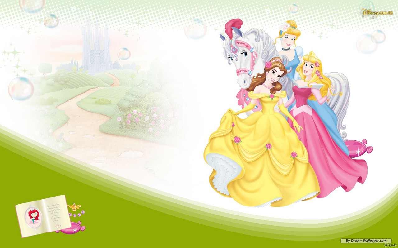 Desktop wallpaper: Disney, Disney Princess, Movie, Aurora (Sleeping Beauty), Belle (Beauty And The Beast), Cinderella, Horse 4K free download for PC. 1439344