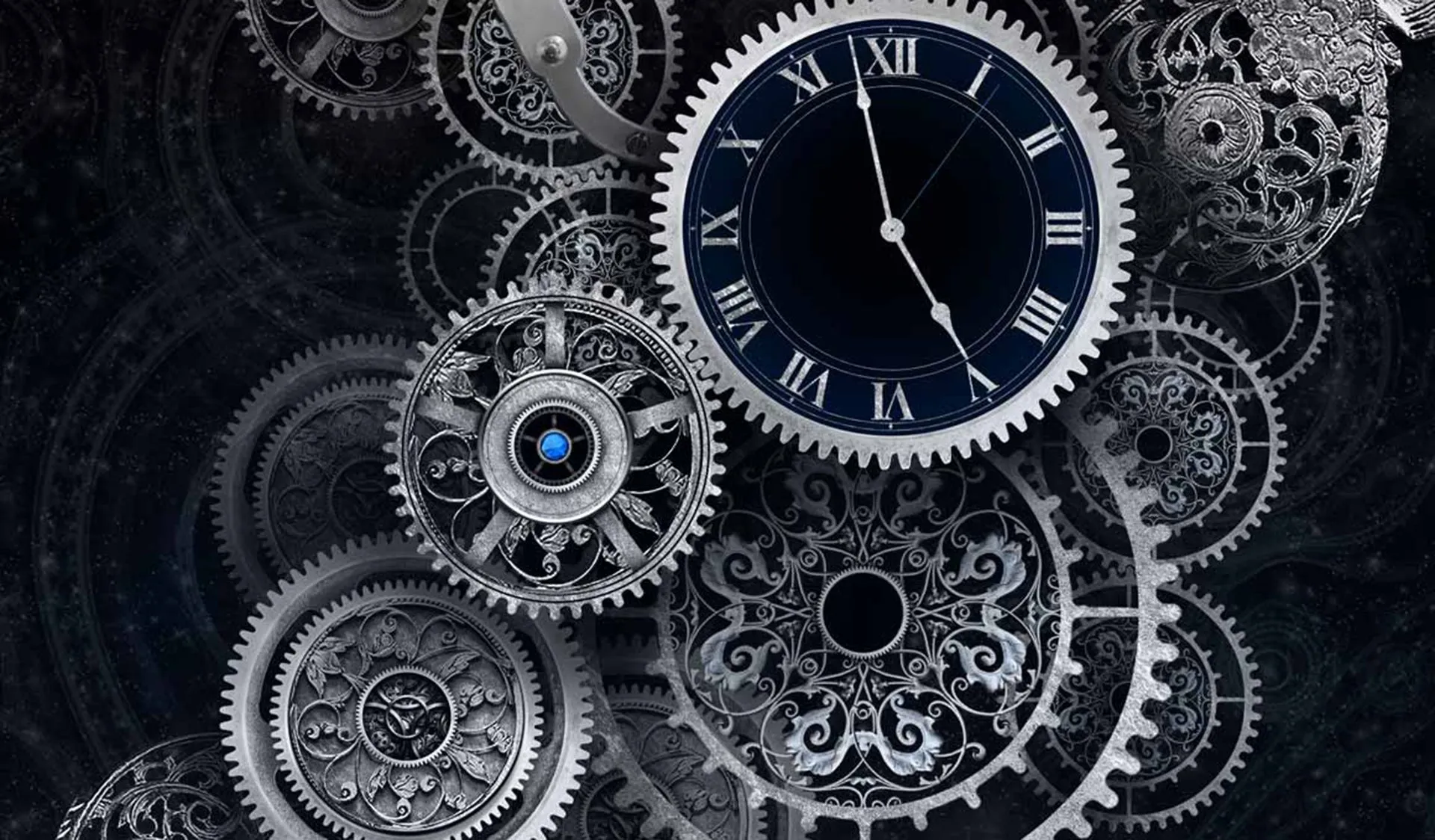 Wallpaper Black and White Analog Clock, Background Free Image