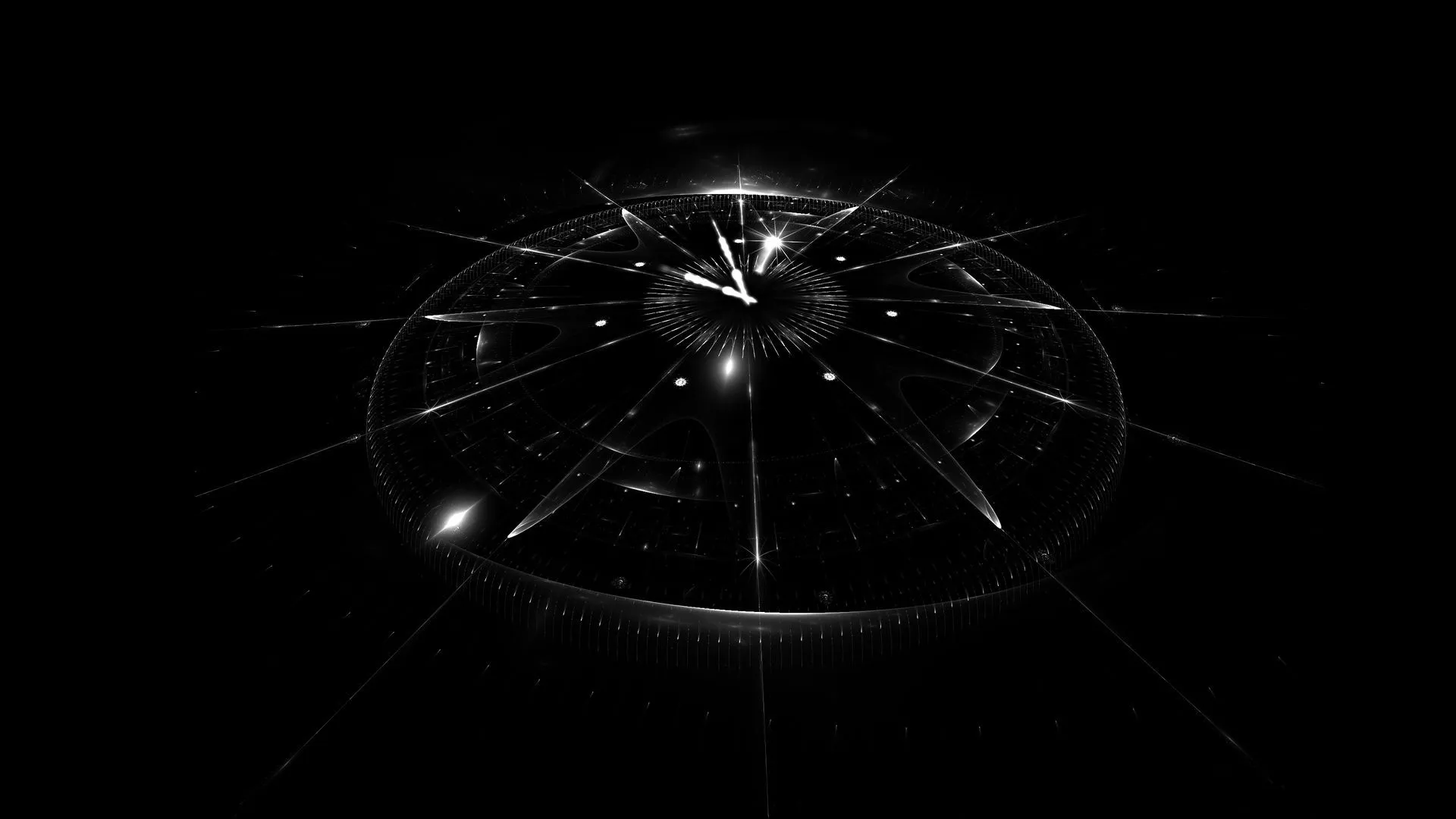 Download wallpaper 1920x1080 clock, dial, fractal, hologram, dark full hd, hdtv, fhd, 1080p HD background