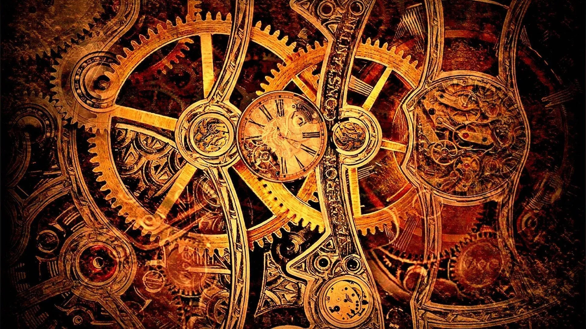 Download Steampunk Clock Telling Time Wallpaper