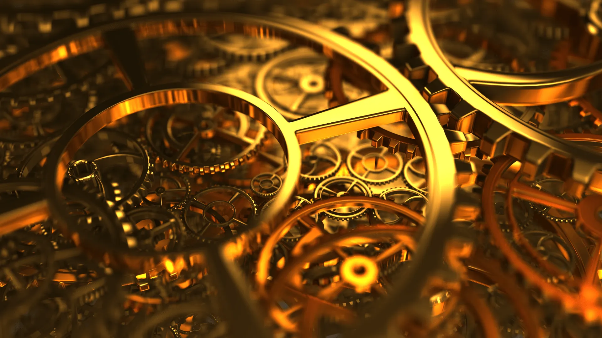 Gold gears on the clock Desktop wallpaper 1920x1080