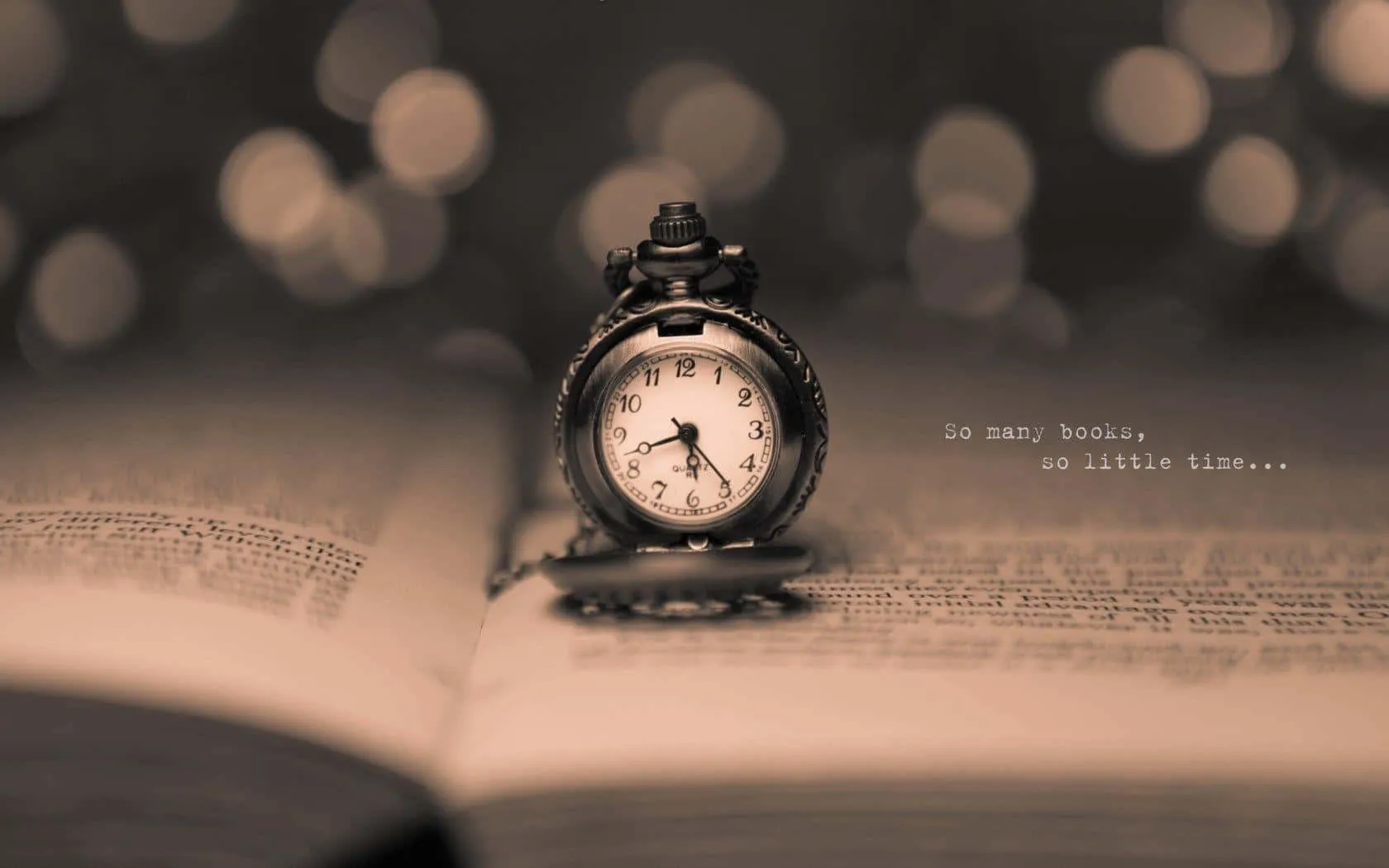 Download Time Clock Resting on a Book Wallpaper