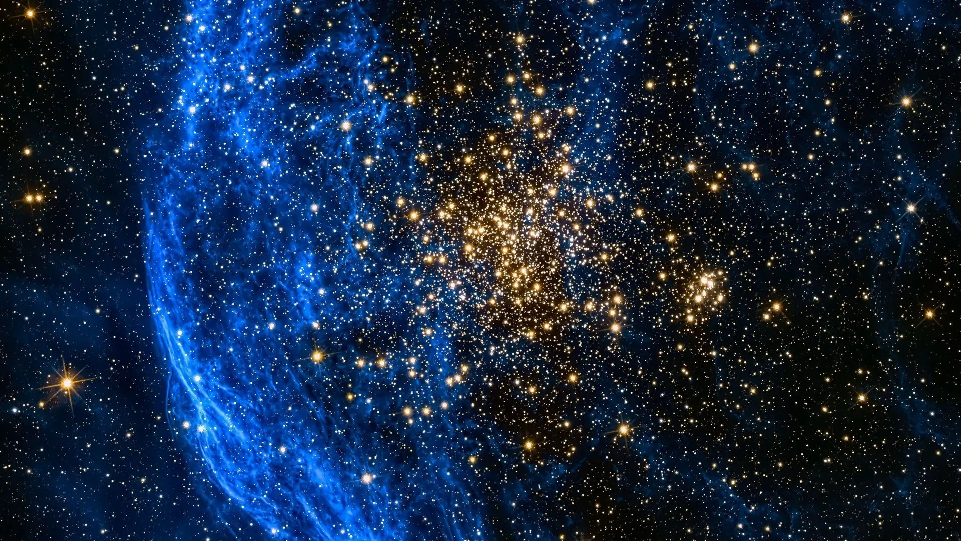 Wallpaper space, stars, blue for mobile and desktop, section космос, resolution 1920x1080