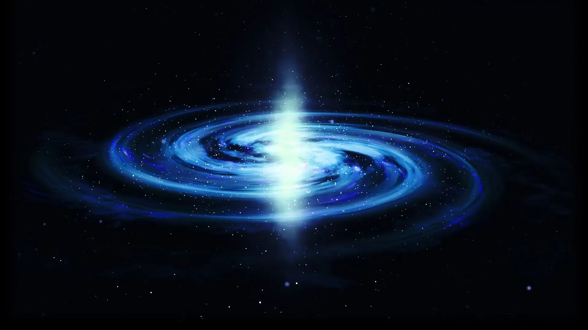 Wallpaper Galaxy, blue, stars, spiral, black background, glowing, depth of field for mobile and desktop, section космос, resolution 1920x1080