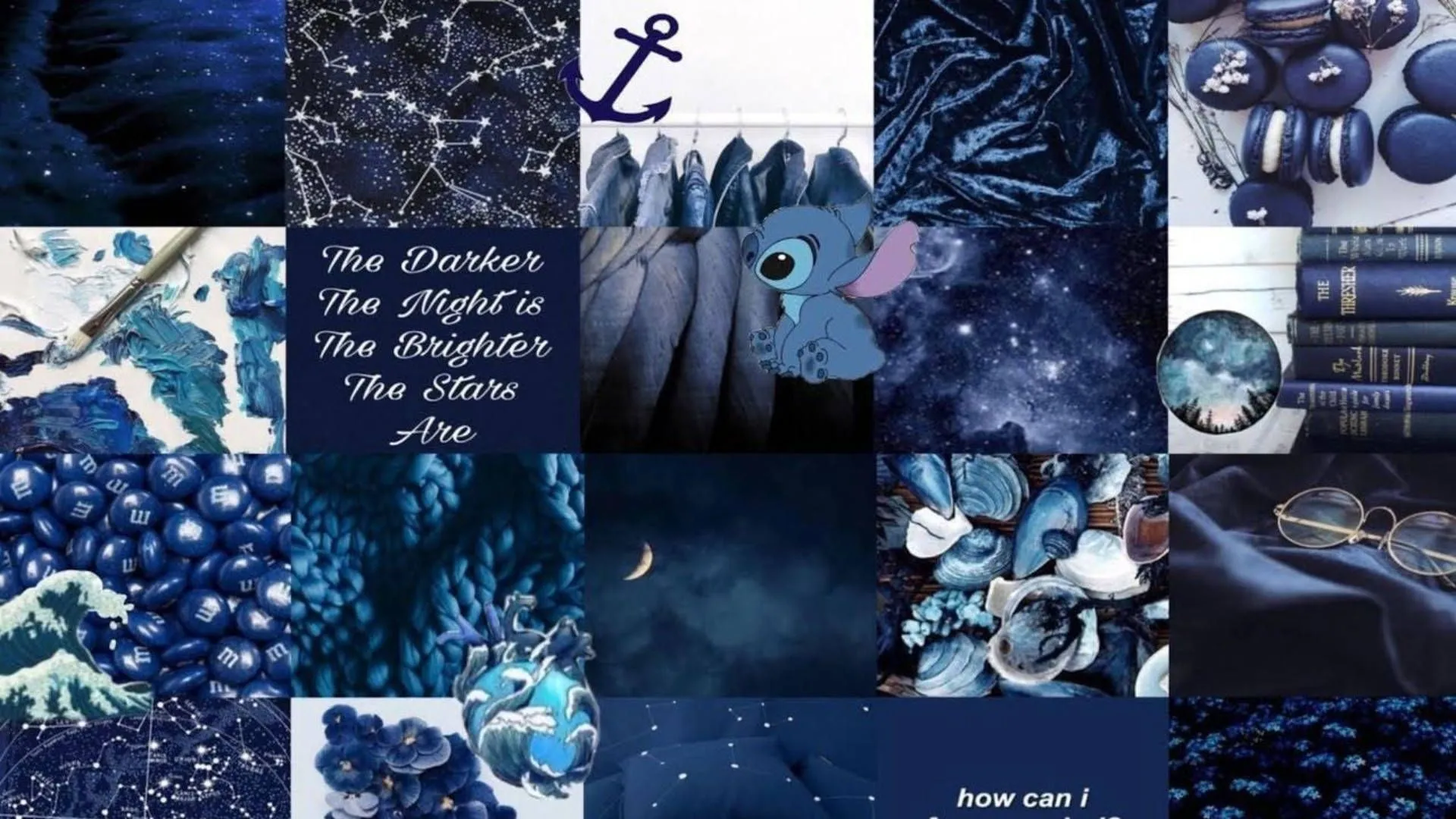 Download Collage Dark Blue Aesthetic Pc Wallpaper