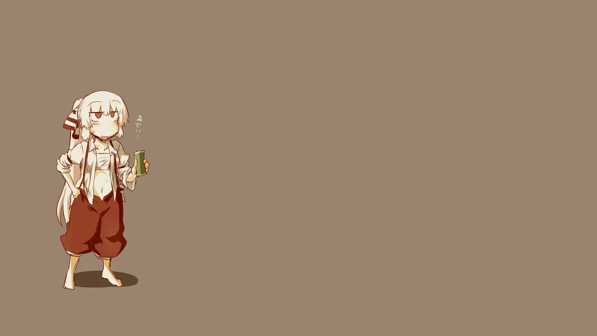 Fujiwara No Mokou, Touhou, Simple Background, Brown Background Wallpaper HD / Desktop and Mobile Background
