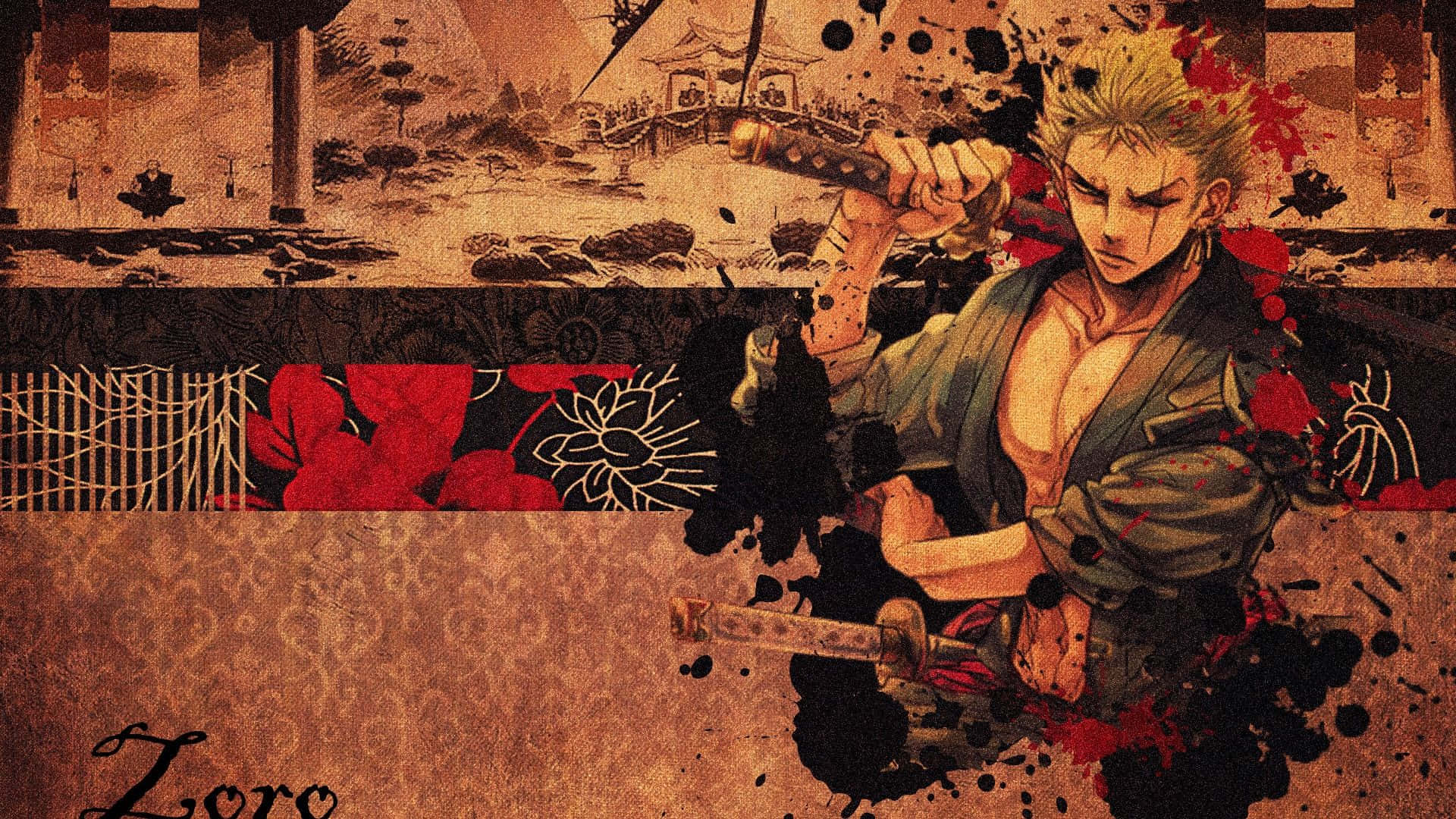 Download One Piece Anime Zoro Brown Wallpaper