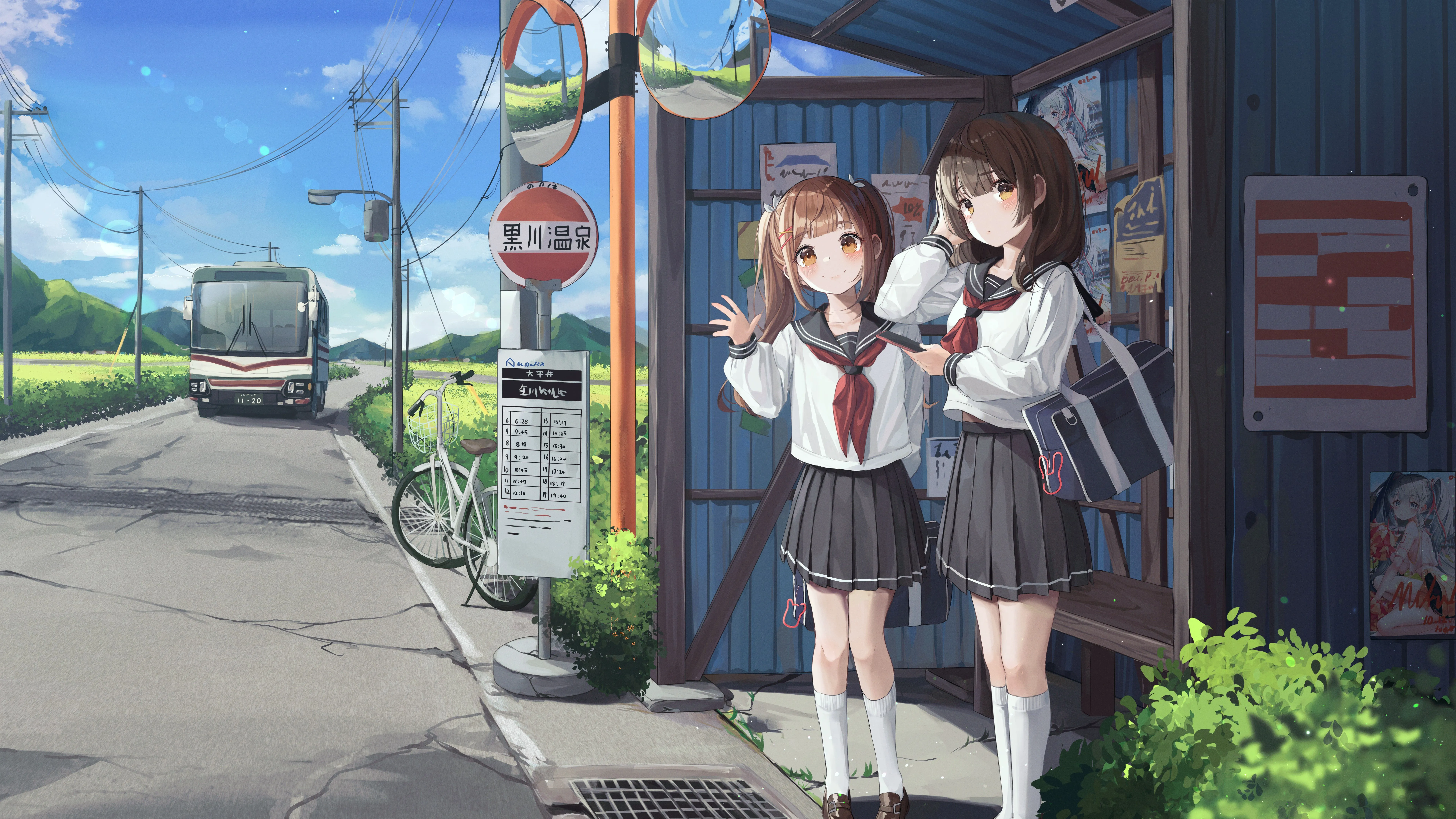 Desktop wallpaper: Girl, Anime, Brown Eyes, Brown Hair, School Uniform 4K free download for PC. 1534015