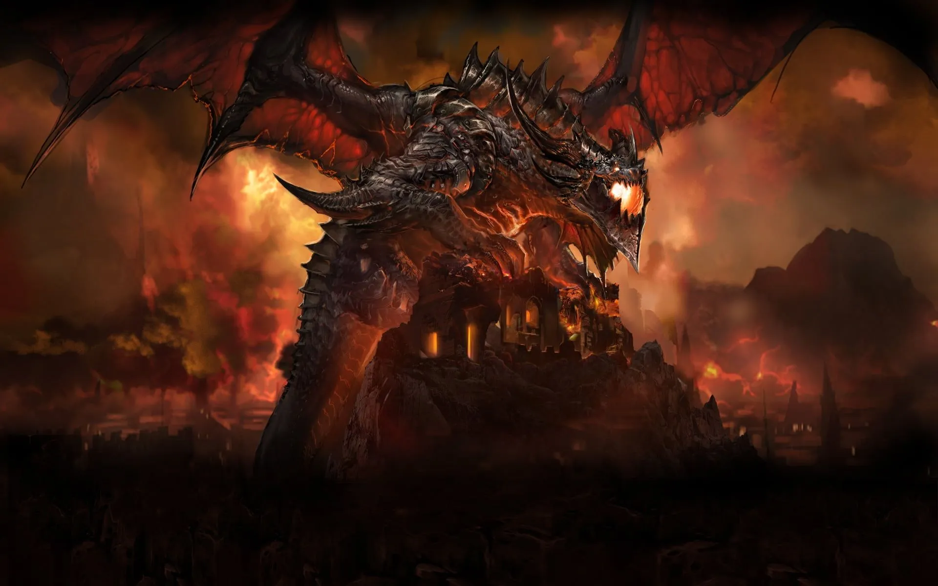 Brown and black dragon anime HD wallpaper