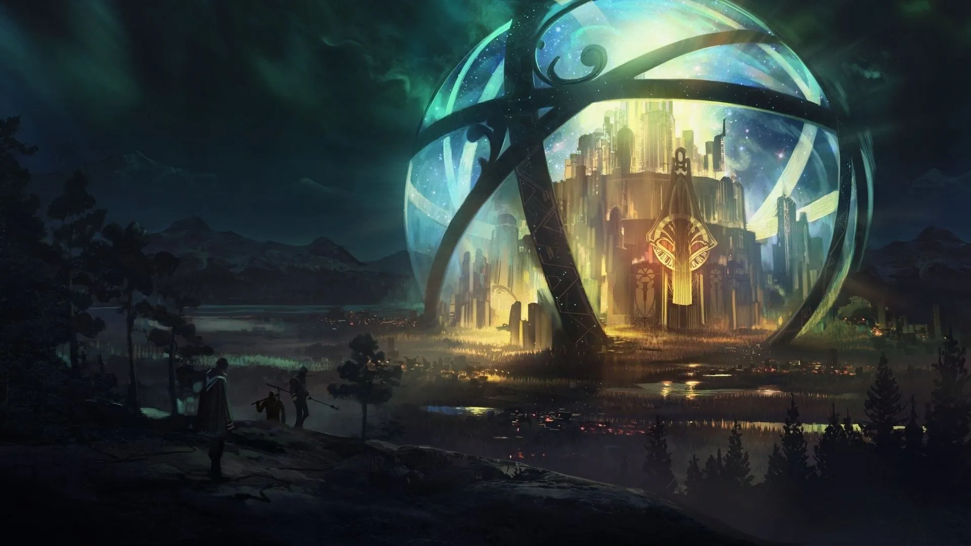 artwork, Digital Art, City, Sphere, Fantasy Art Wallpaper HD / Desktop and Mobile Background