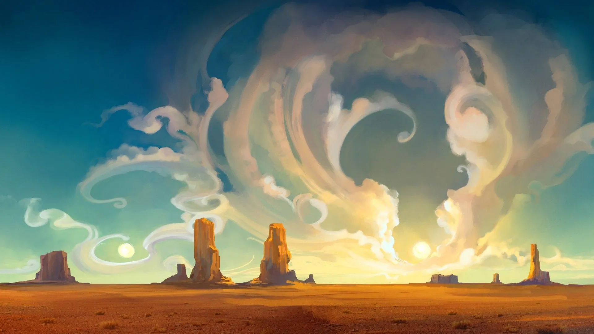 artwork, Concept Art, Anime, Landscape, Canyon, Fantasy Art Wallpaper HD / Desktop and Mobile Background