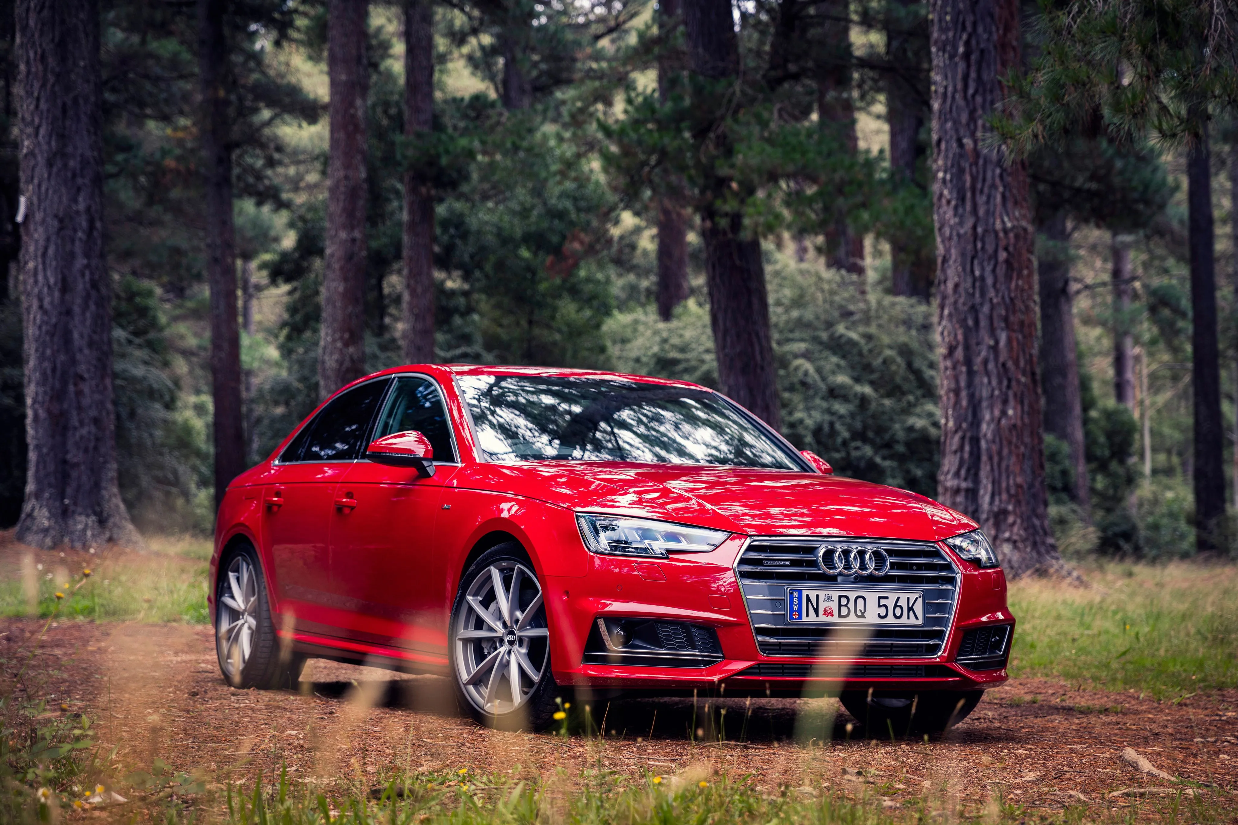 Audi A4 4K Ultra HD Wallpaper: Dynamic Red in Naturex2730