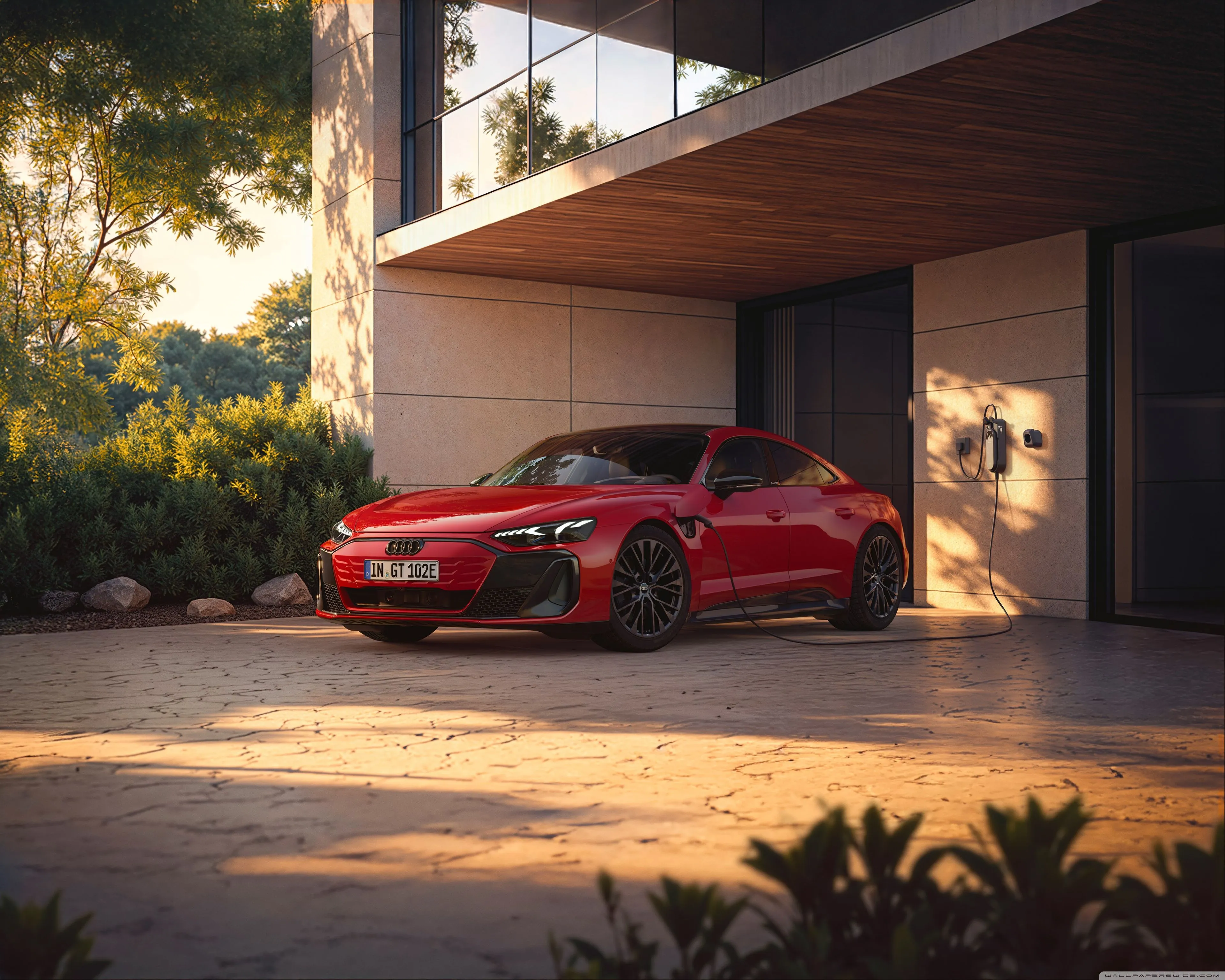 Red Audi E Tron GT Quattro, Electric Car 4K UHD Wallpaper For UltraHD Desktop And TV, Widescreen And UltraWide Display, Dual Monitor, Smartphone And Tablet Devices
