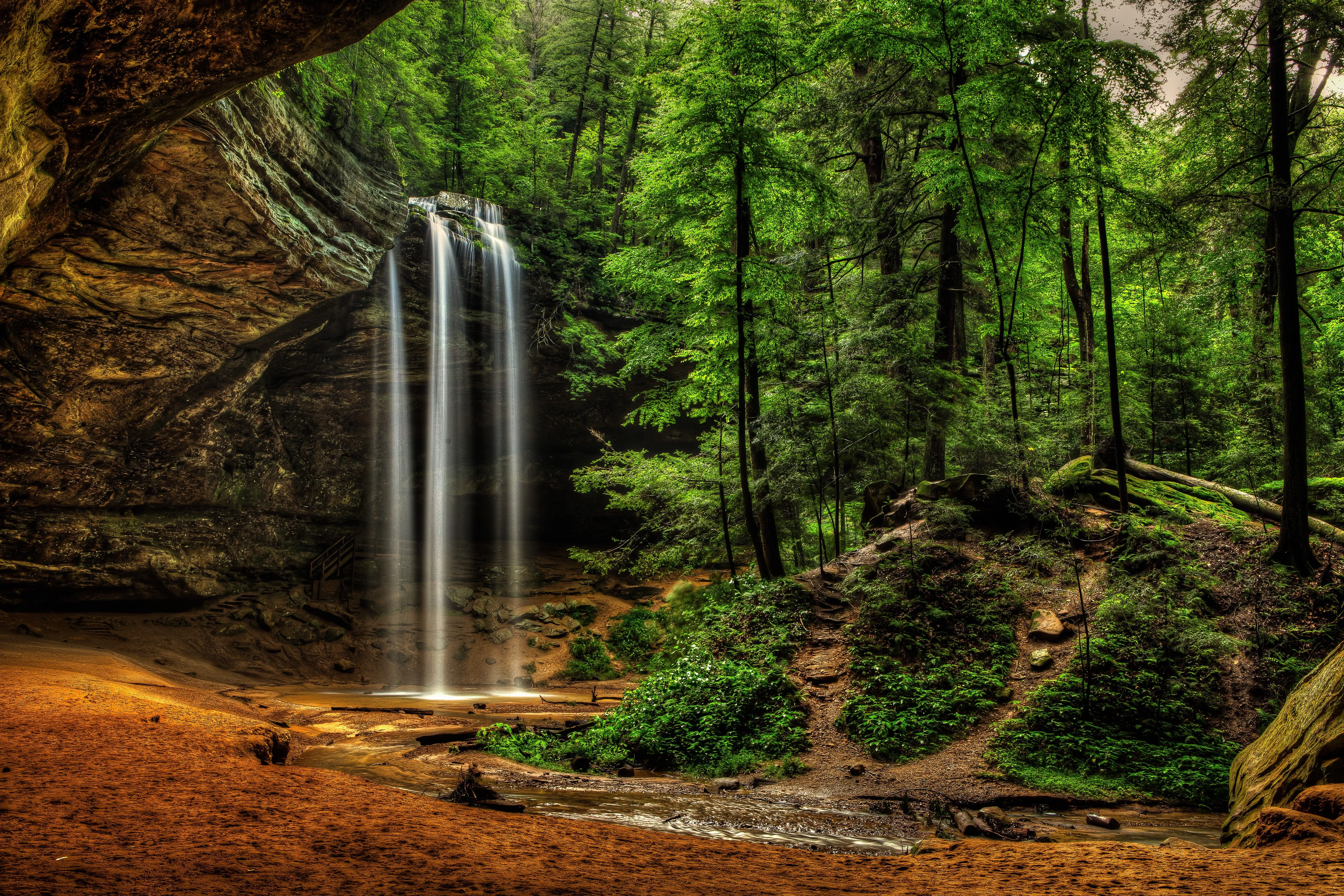 4K HDR Forest Waterfall Wallpaperx3744