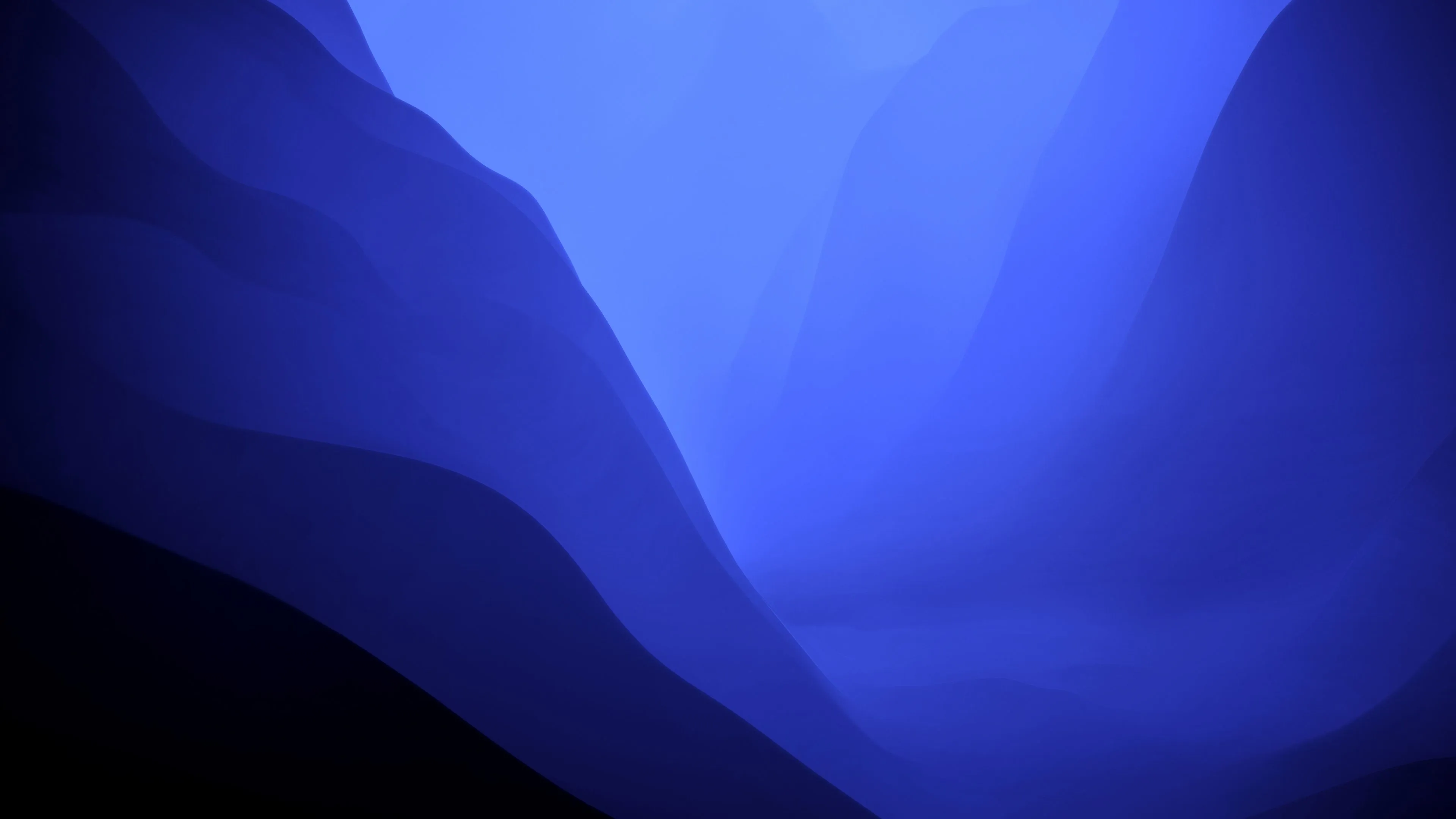 macOS Monterey Wallpaper 4K, Blue aesthetic, Stock, Dark Mode