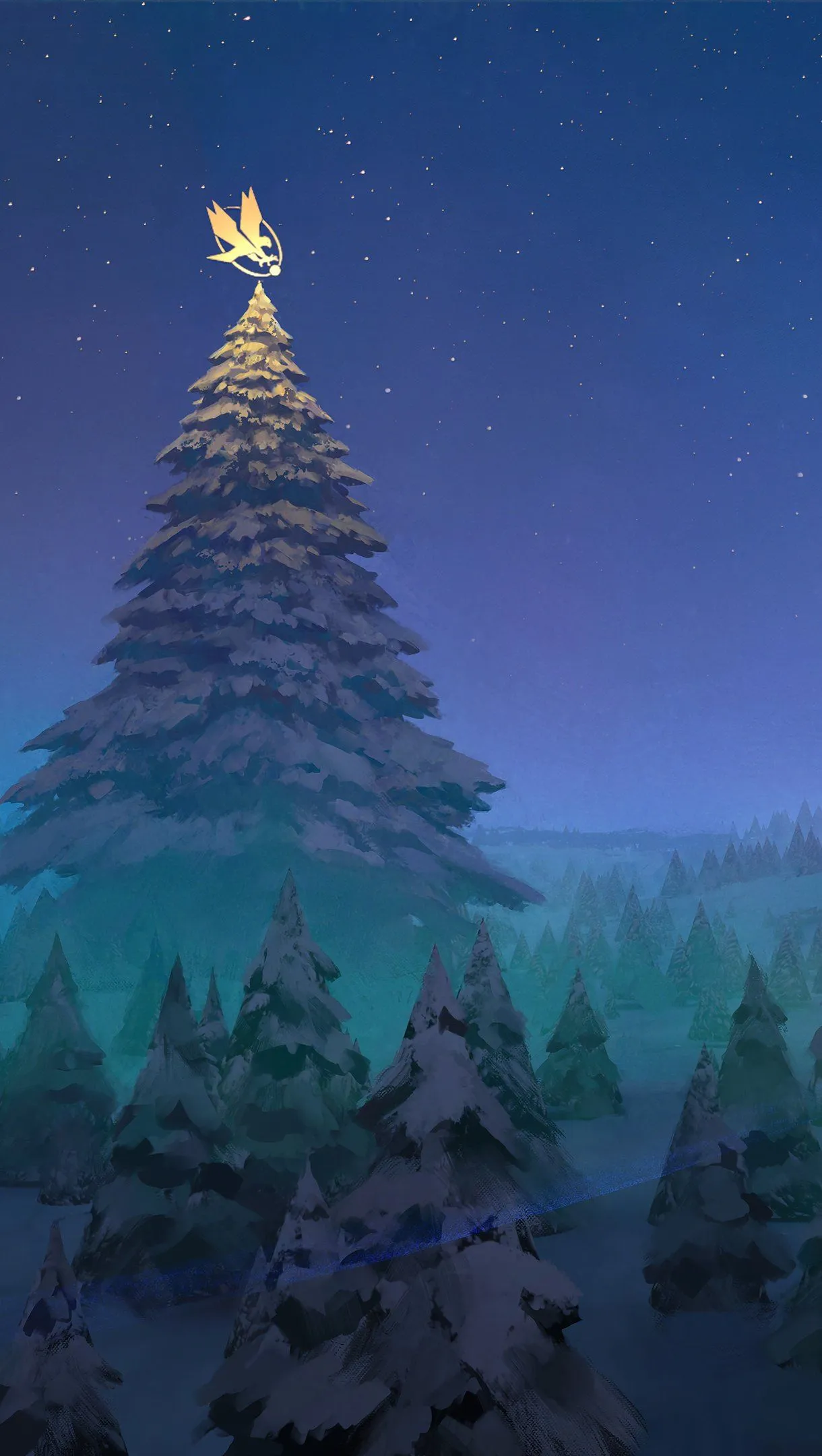 Christmas tree in the middle of the forest Wallpaper 4K for iPhone and Mobile Phone