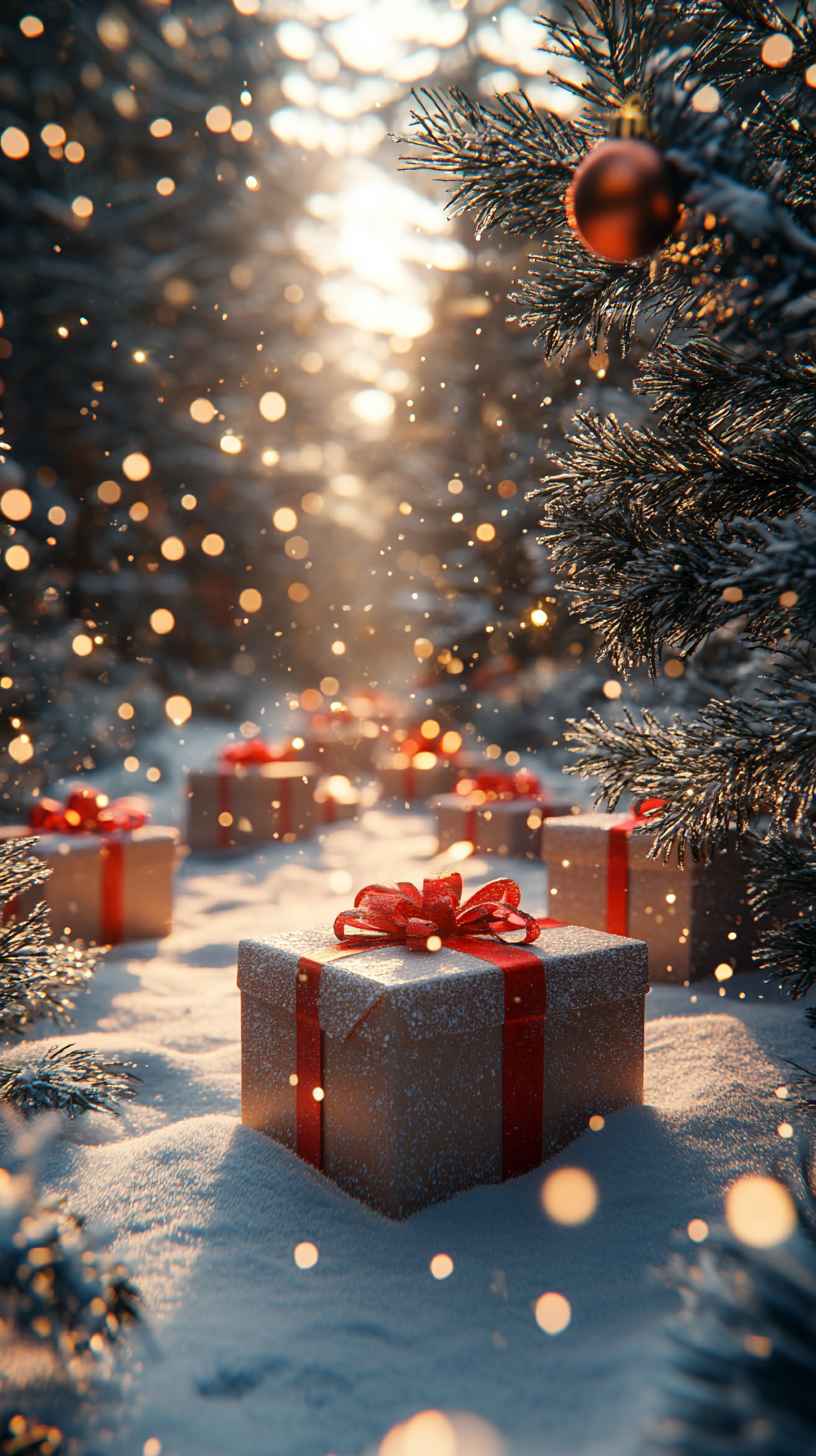 8K Christmas Gift Mobile Wallpaper: Winter Wonderland iPhone Background