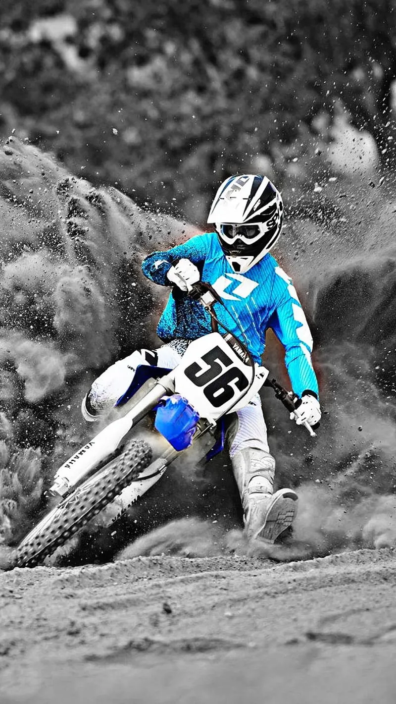 Motocross dirt bike, blue, championship, honda, road, stunt, suzuki, yamaha, HD phone wallpaper