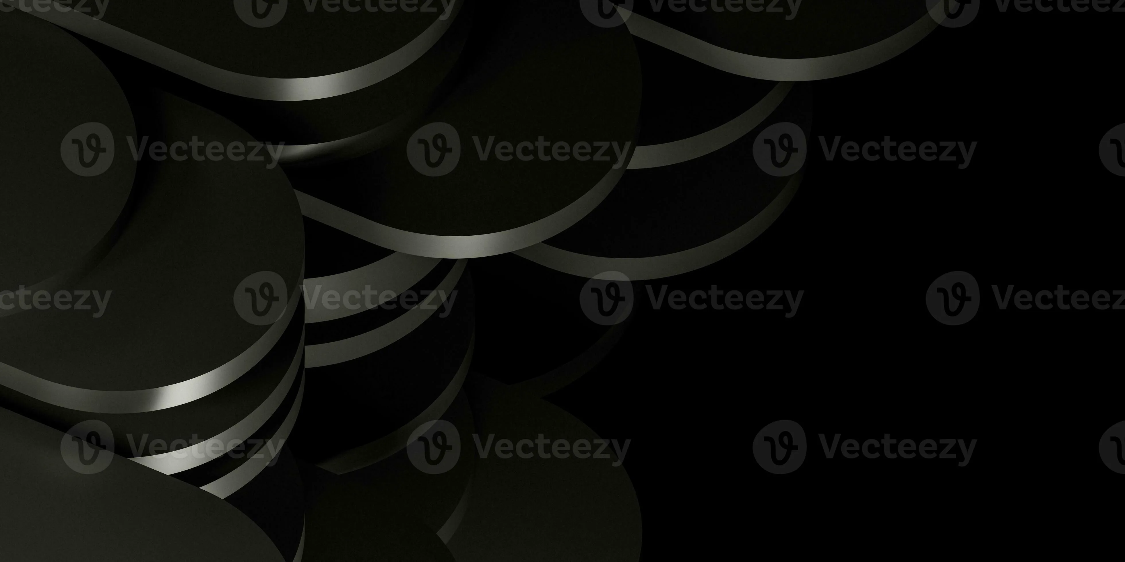 Luxury abstract black metal background with copy space. Dark 3D geometric texture. Pure black horizontal banner wallpaper. Elegant background