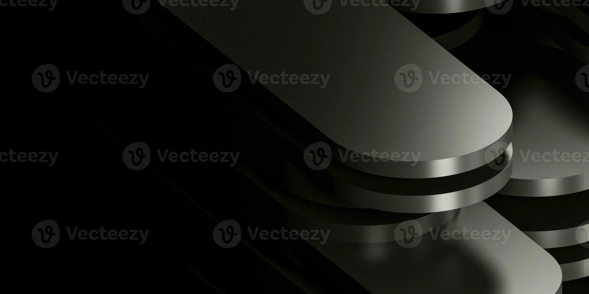 Luxury abstract black metal background with copy space. Dark 3D geometric texture. Pure black horizontal banner wallpaper. Elegant background