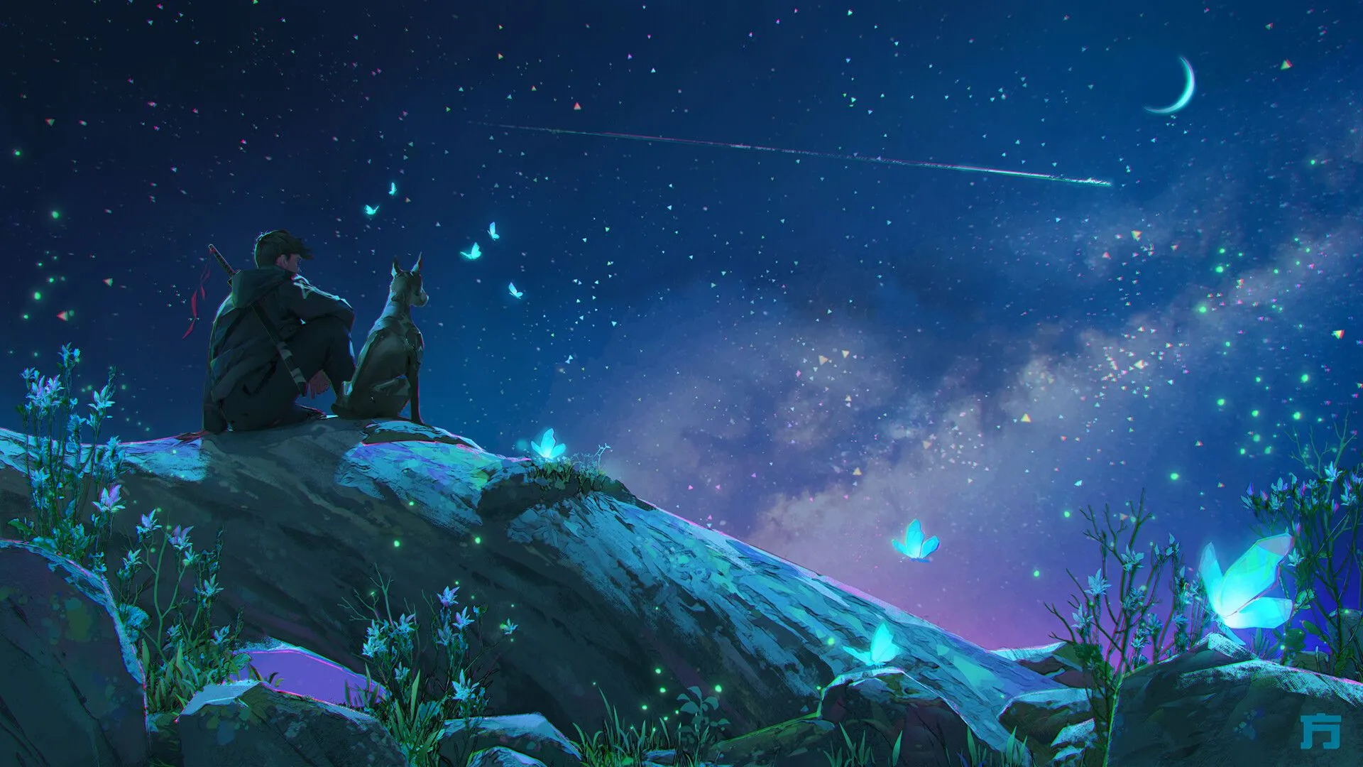 Boy and Dog Alone Wallpaper, HD Anime 4K Wallpaper, Image and Background