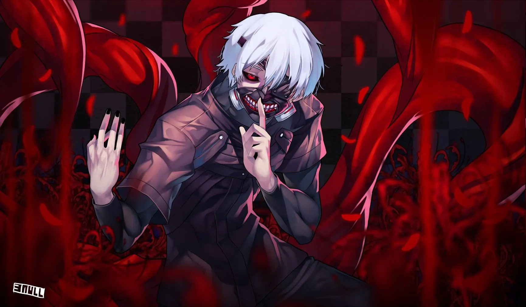 jjune, Anime, Kaneki Ken, Tokyo Ghoul, Anime Boys, White Hair, Red Eyes, Short Hair Wallpaper HD / Desktop and Mobile Background