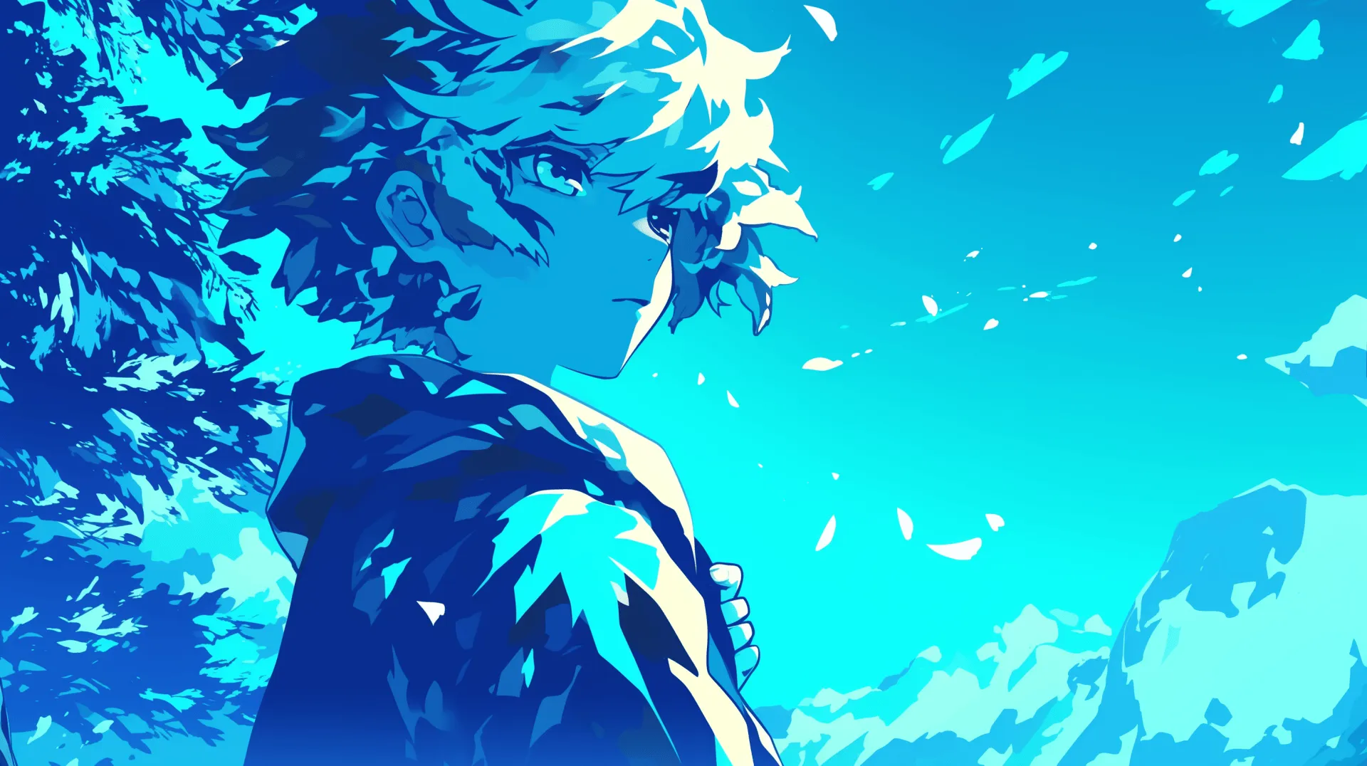 Blue Anime Boy HD Desktop Wallpaper