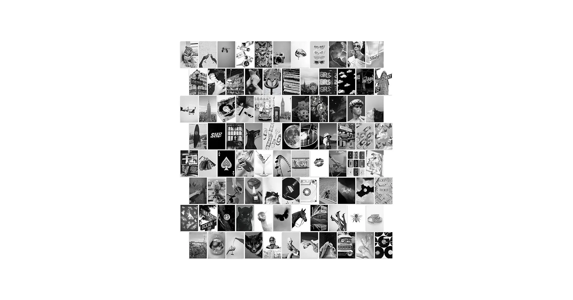 Y2K BOO Black and White Wall Collage Kit Trendy Monochrome Aesthetic Photo for Sophisticated Spaces, Perfect Room Decor for Teens, 4x6 Vintage Wall Art for Dorms