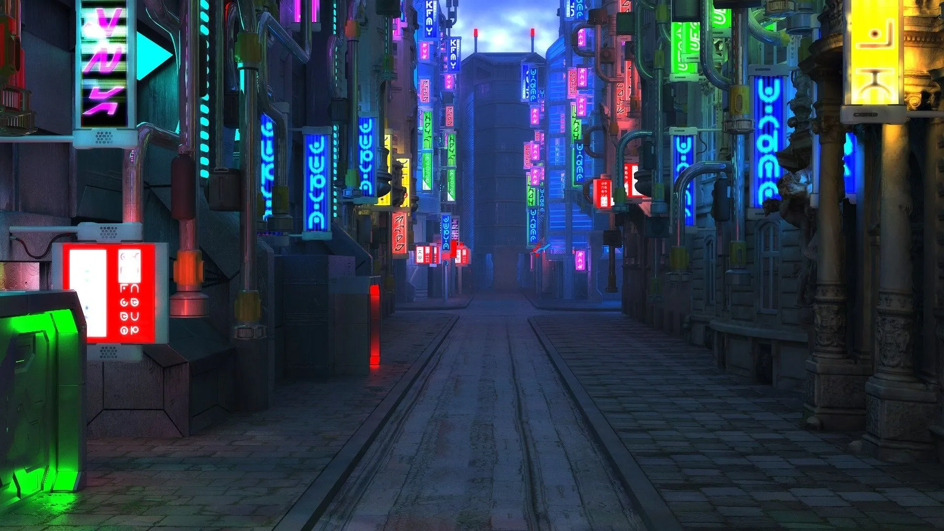 Wallpaper Blade Runner 2049, future city, street, night, lights 1920x1080 Full HD 2K Picture, Image
